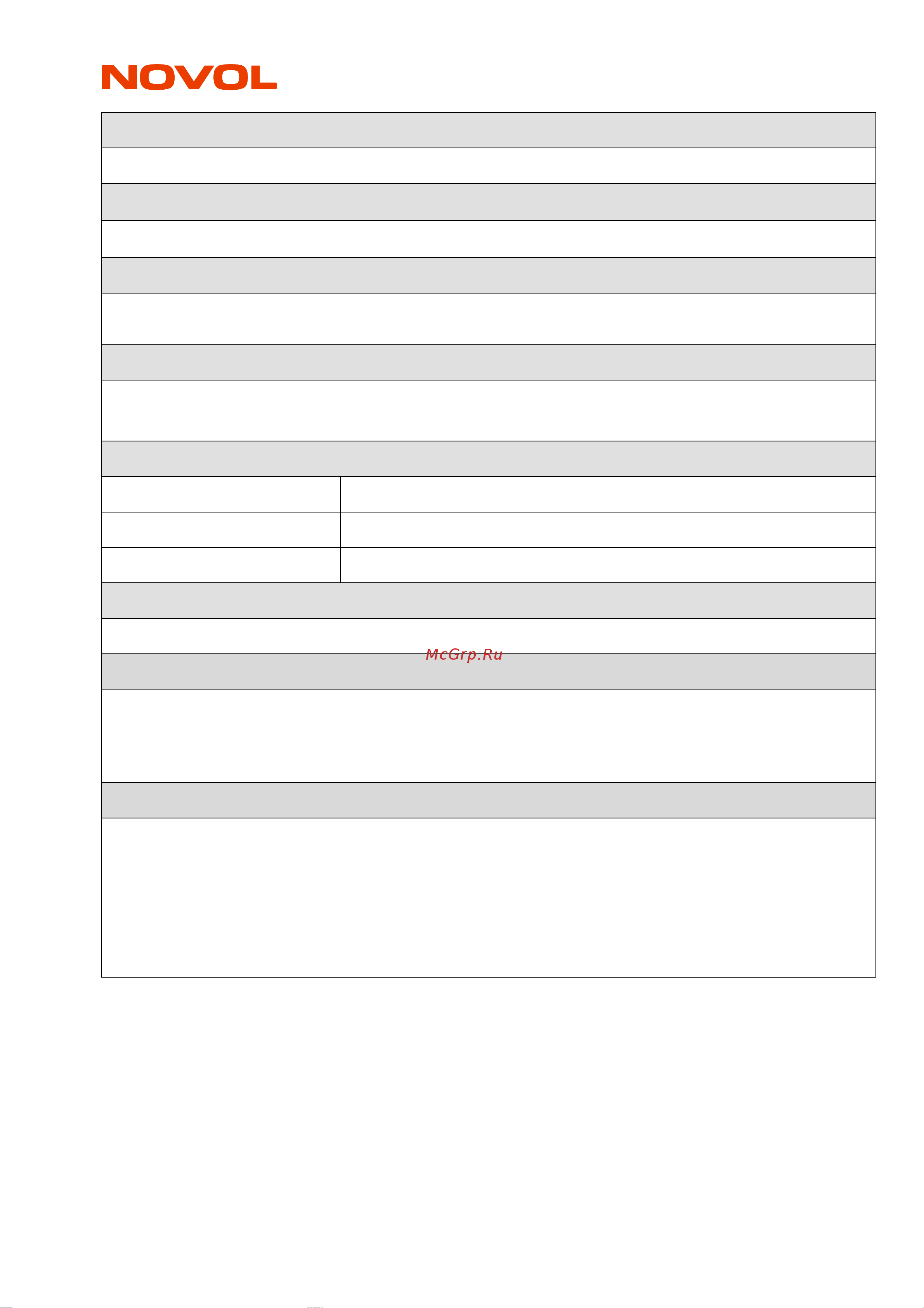 NOVOL , банка 1.2 кг X6123150 Инструкция к NOVOL X6123150 онлайн [3/3] 860037