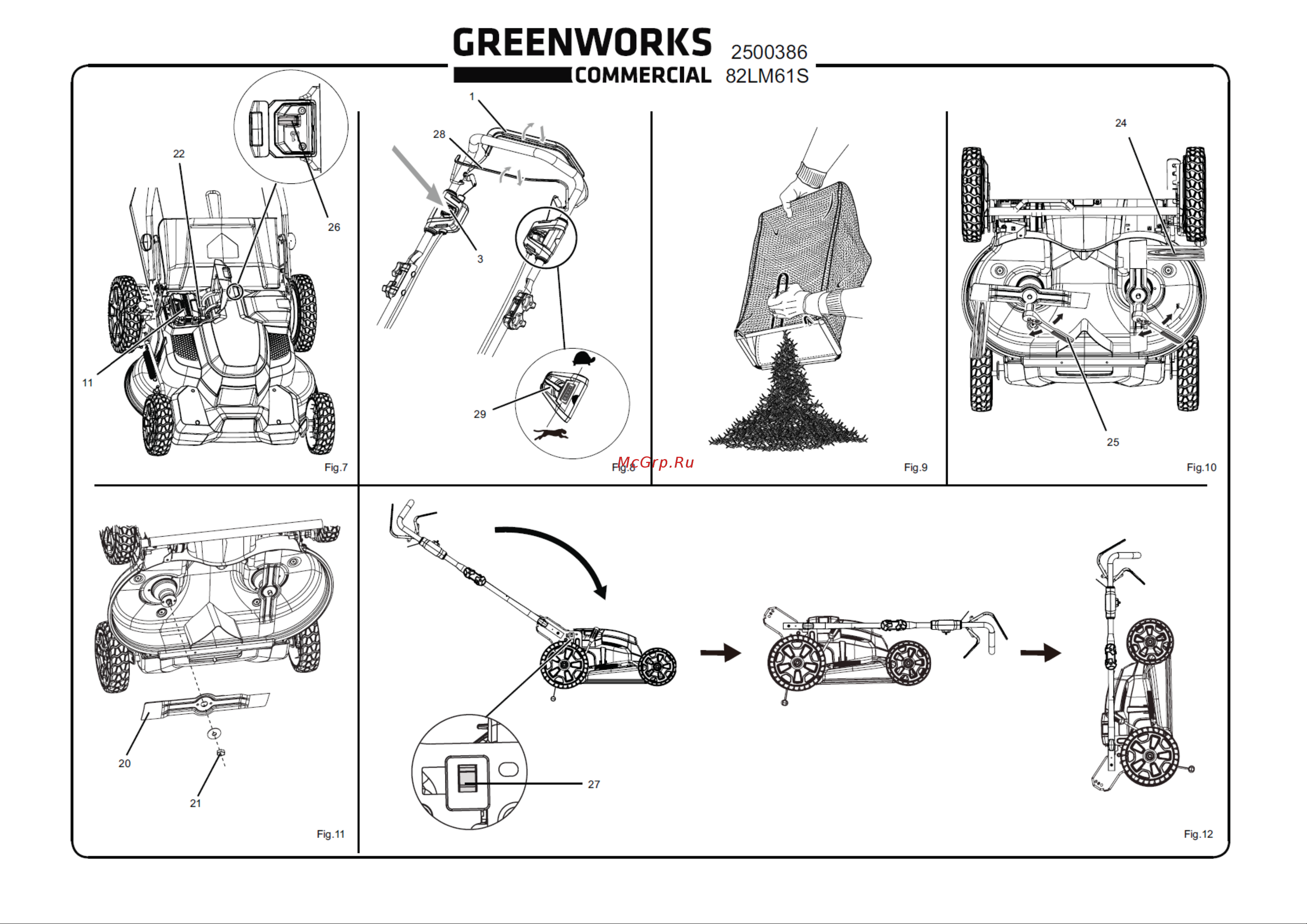 Greenworks GC82LM61S 82 В 2515607 Инструкция к GreenWorks GC82LM61S 2515607 онлайн [3/13] 860350