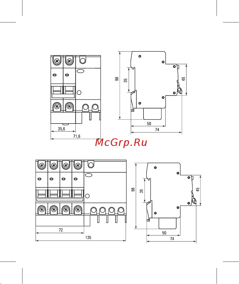 EKF АД-2 50А/100мА (хар. C, AC, электронный) 6кА PROxima DA2-6-50-100-pro Инструкция к товару онлайн [7/12] 860627