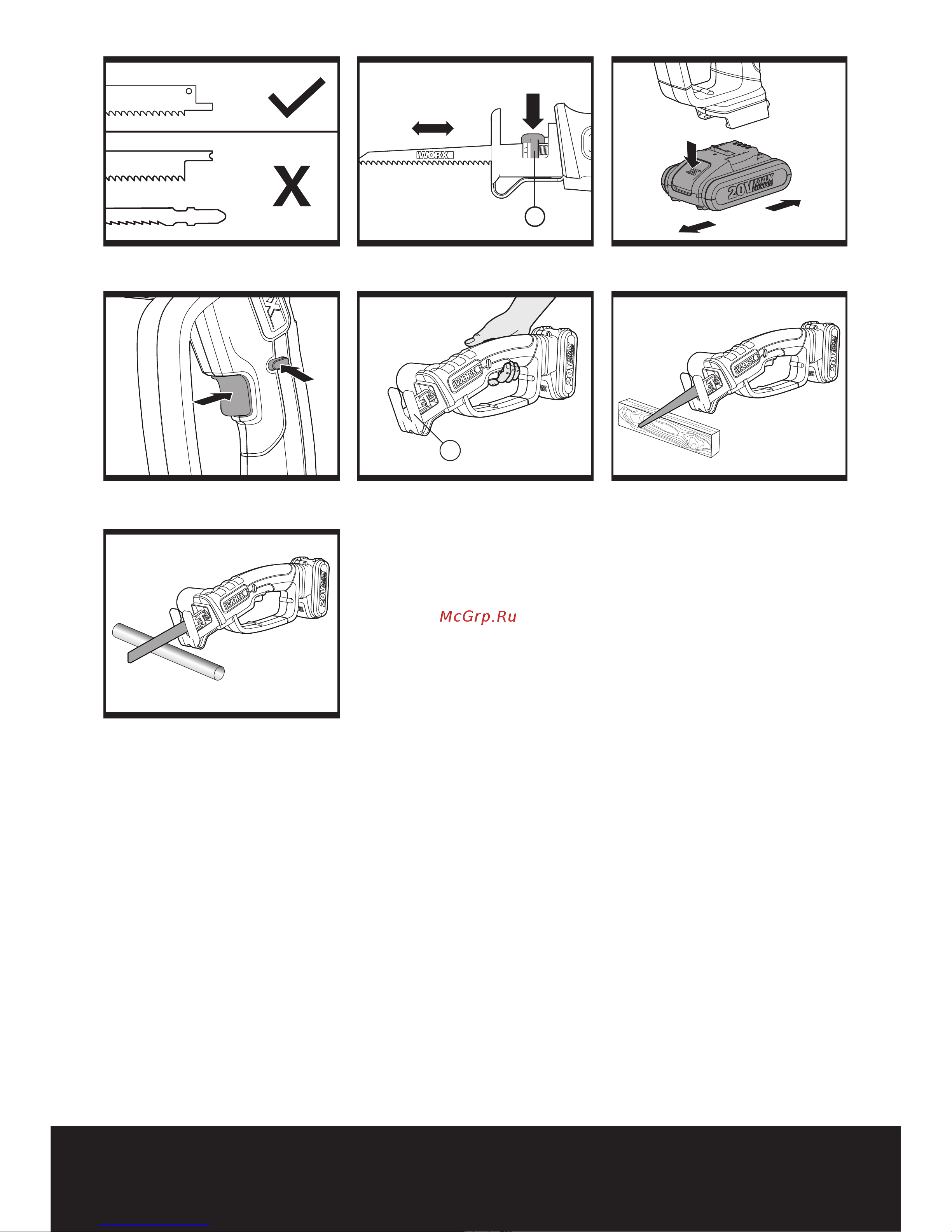 Worx 20В, 2Ач х1 и ЗУ WG894E.5 Инструкция к товару онлайн [4/36] 861077
