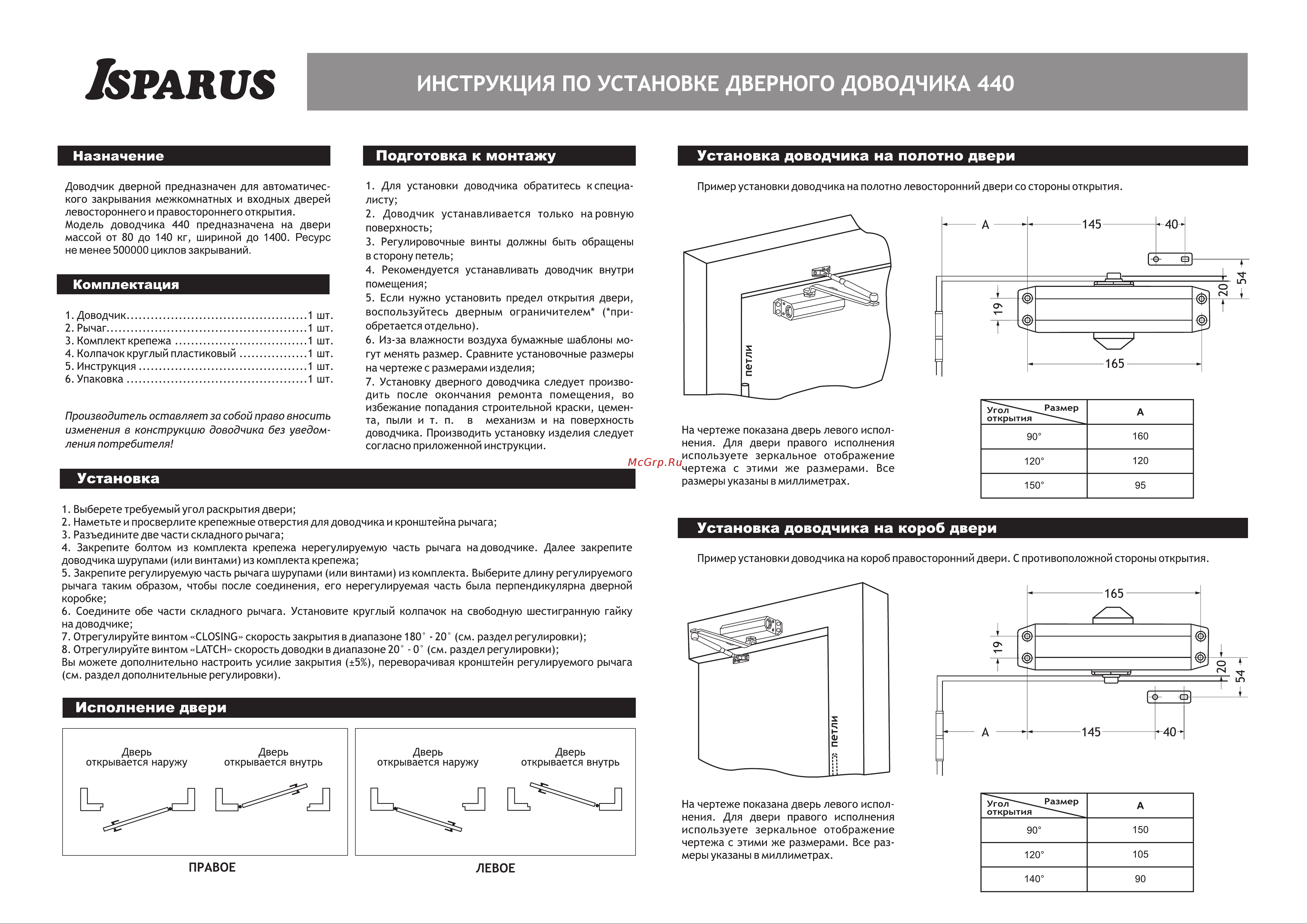 ISPARUS ISP 440 от 80 до 140 кг, графит 17203 Инструкция онлайн