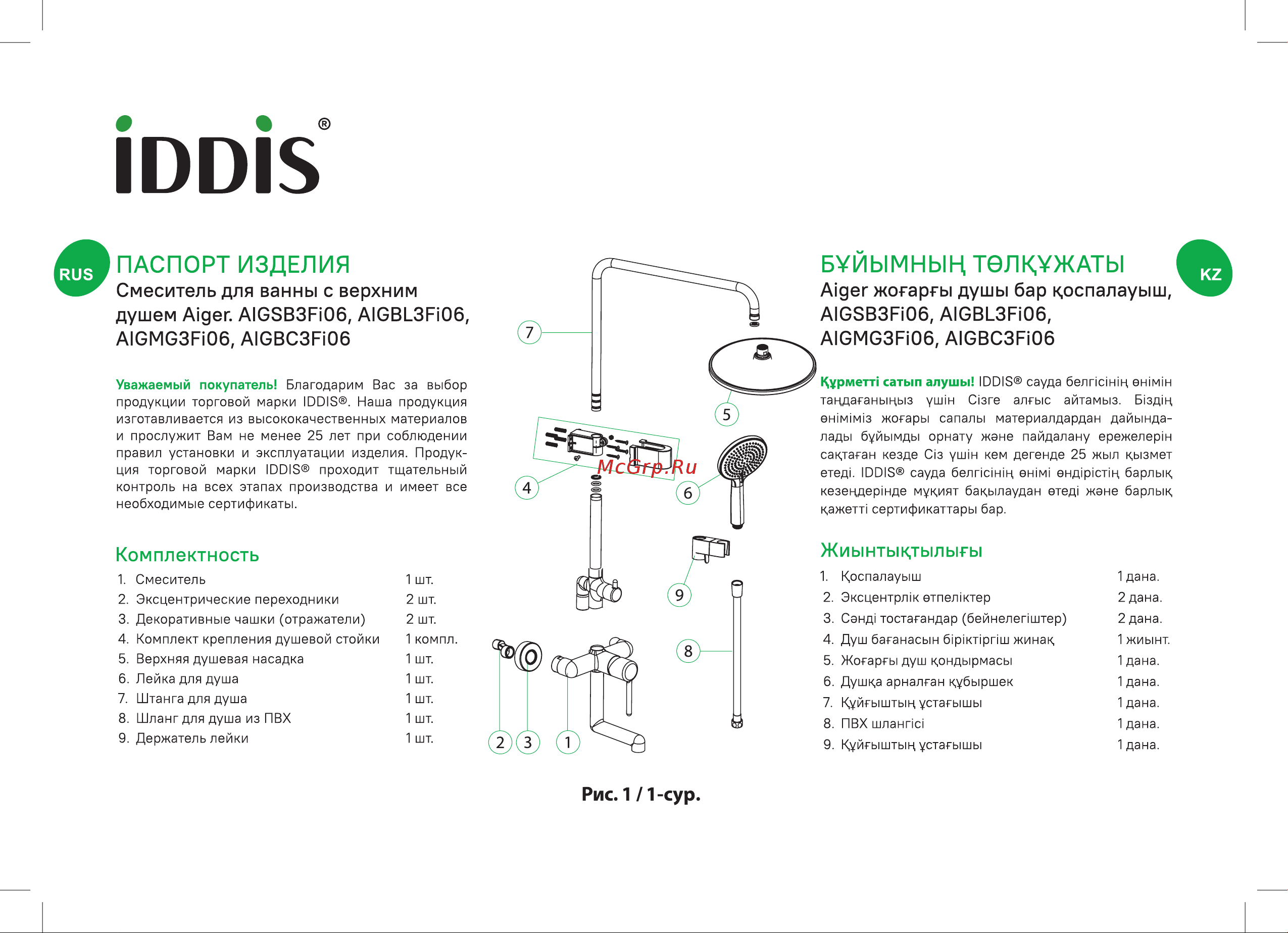 Iddis Aiger хром матовый AIGBC3Fi06 Паспорт онлайн