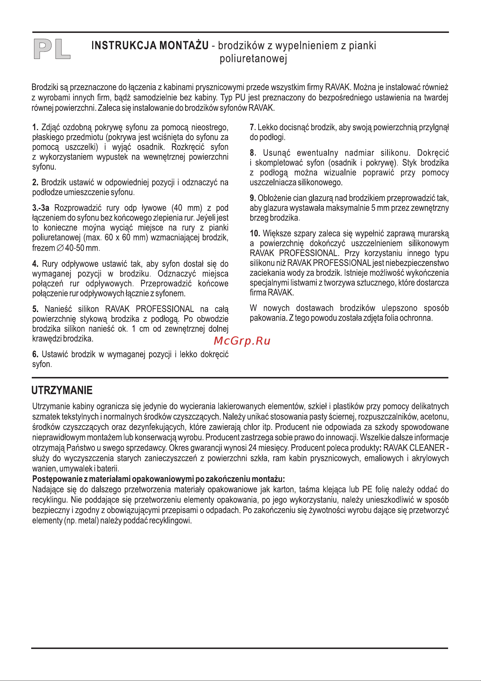 Ravak Angela-90 PU A007701120 00000018033 Инструкция к Ravak Ronda-80 A204001120 онлайн [5/16] 862115