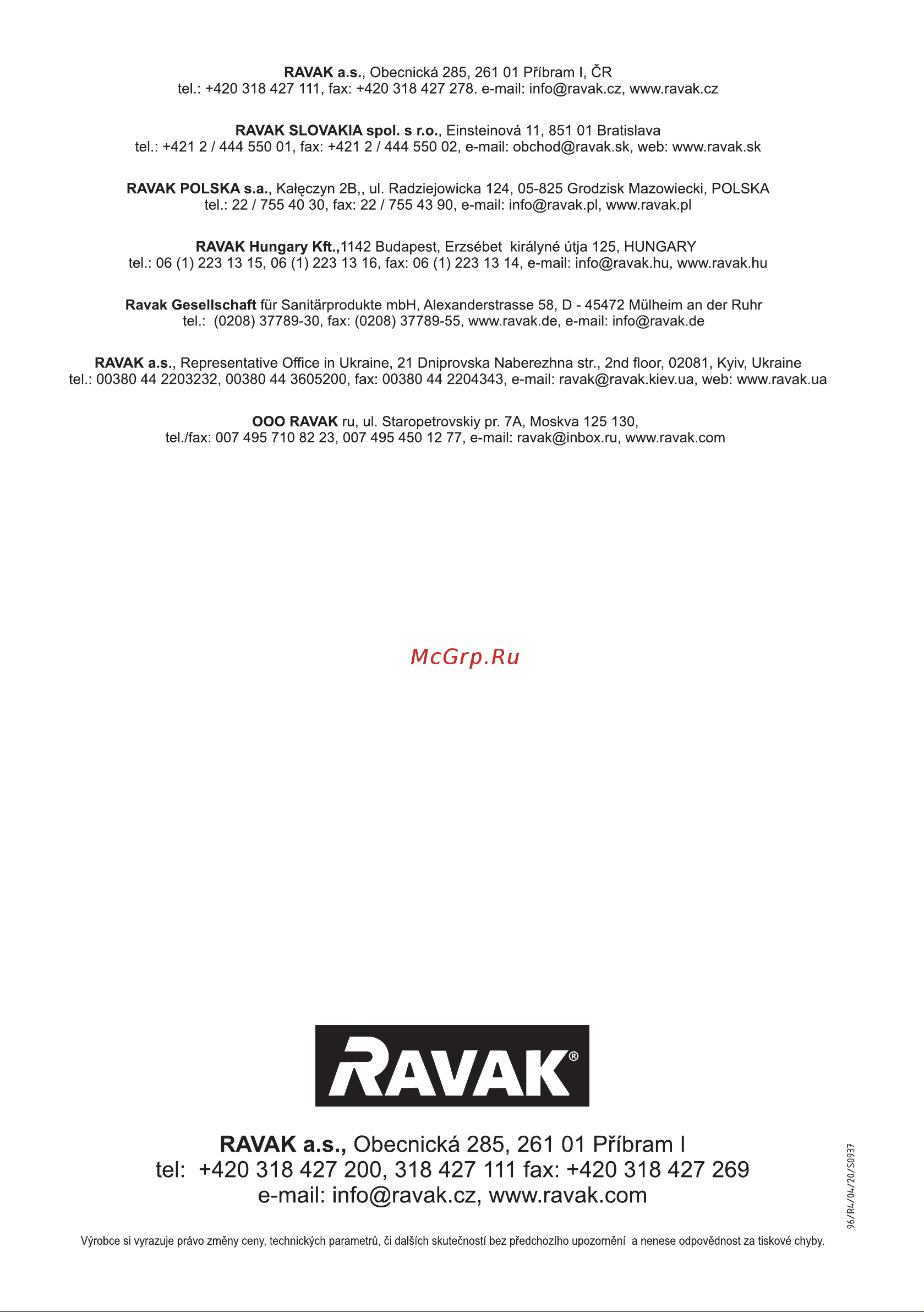 Ravak SN501 105х105/50, из нержавеющей стали X01435 Инструкция к Ravak SN501 X01435 онлайн [8/8] 862172