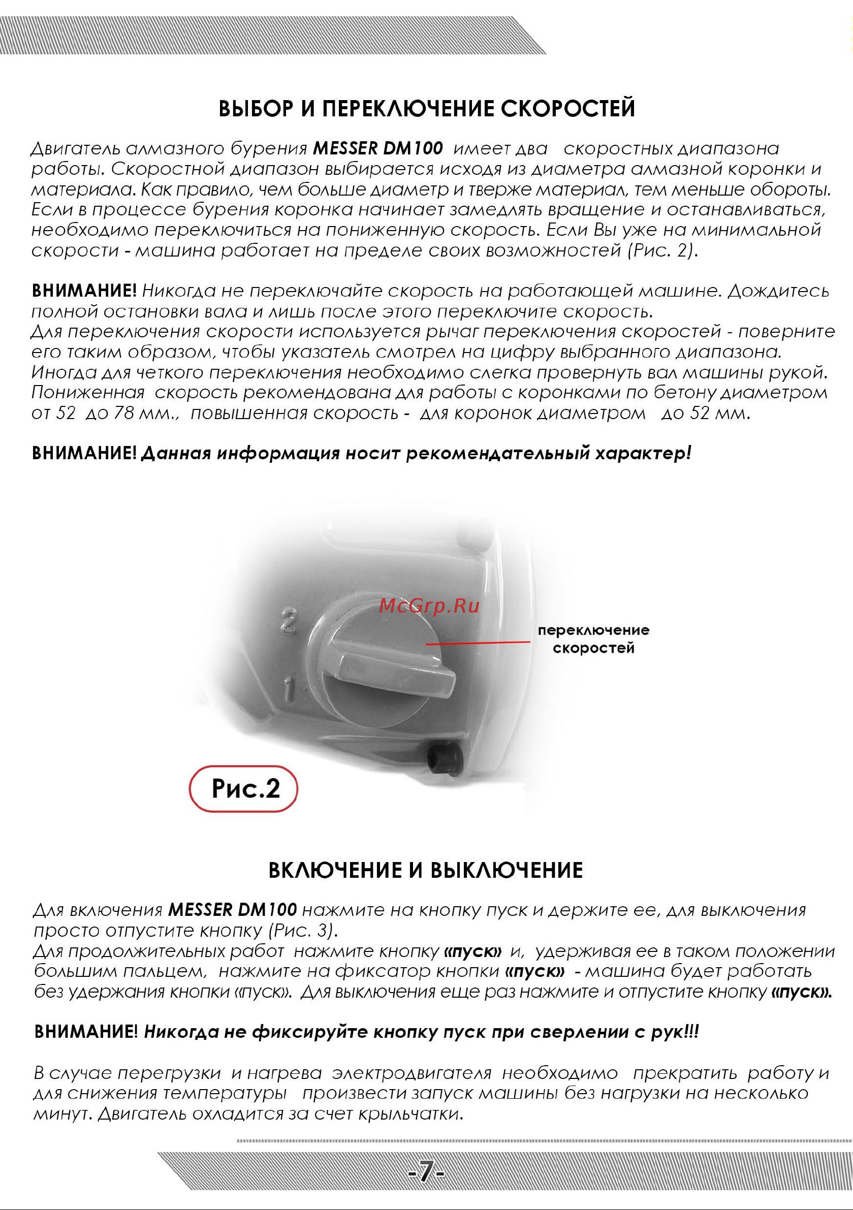 Messer DM 100 10-02-100 инструкция к двигателю MESSER DM100 онлайн [8/12] 862367