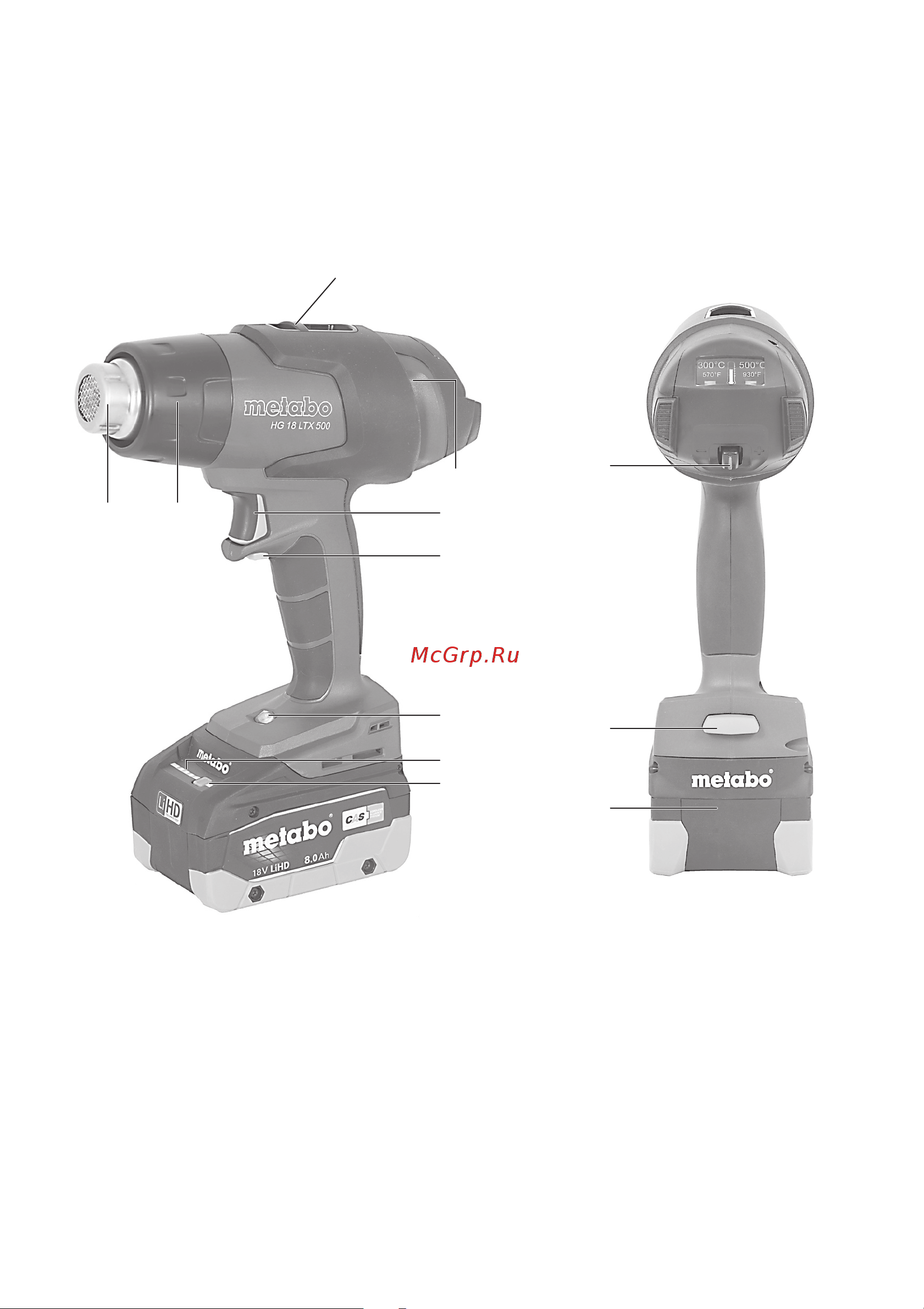 Metabo HG 18 LTX 500, без АКК и ЗУ, 610502850 Инструкция к товару онлайн [2/68] 862380