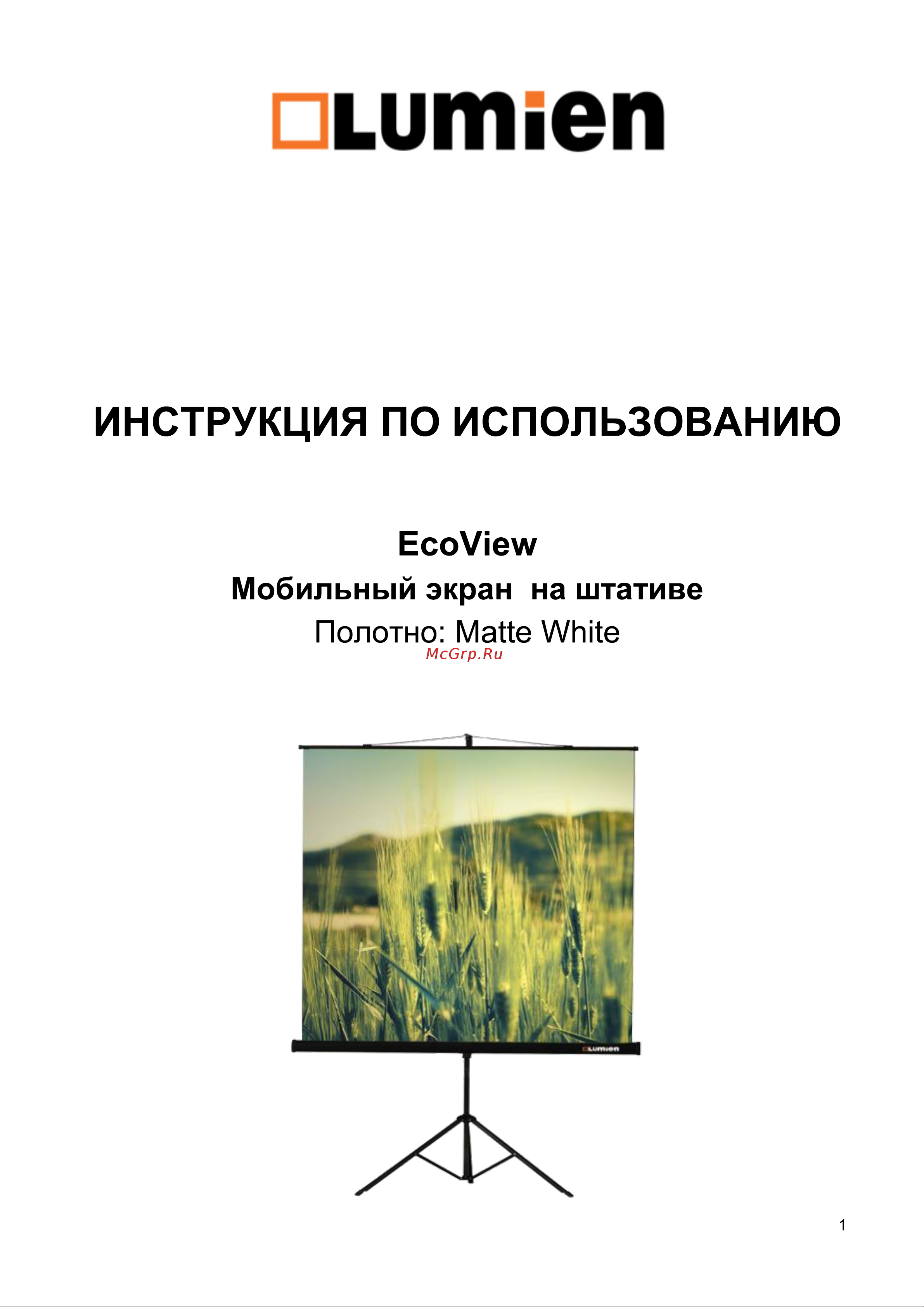 Lumien LEV-100104 Eco View 127x127 см, рабочая область 121x121 см, Matte White, 1:1 6 121532 Инструкция к товару онлайн