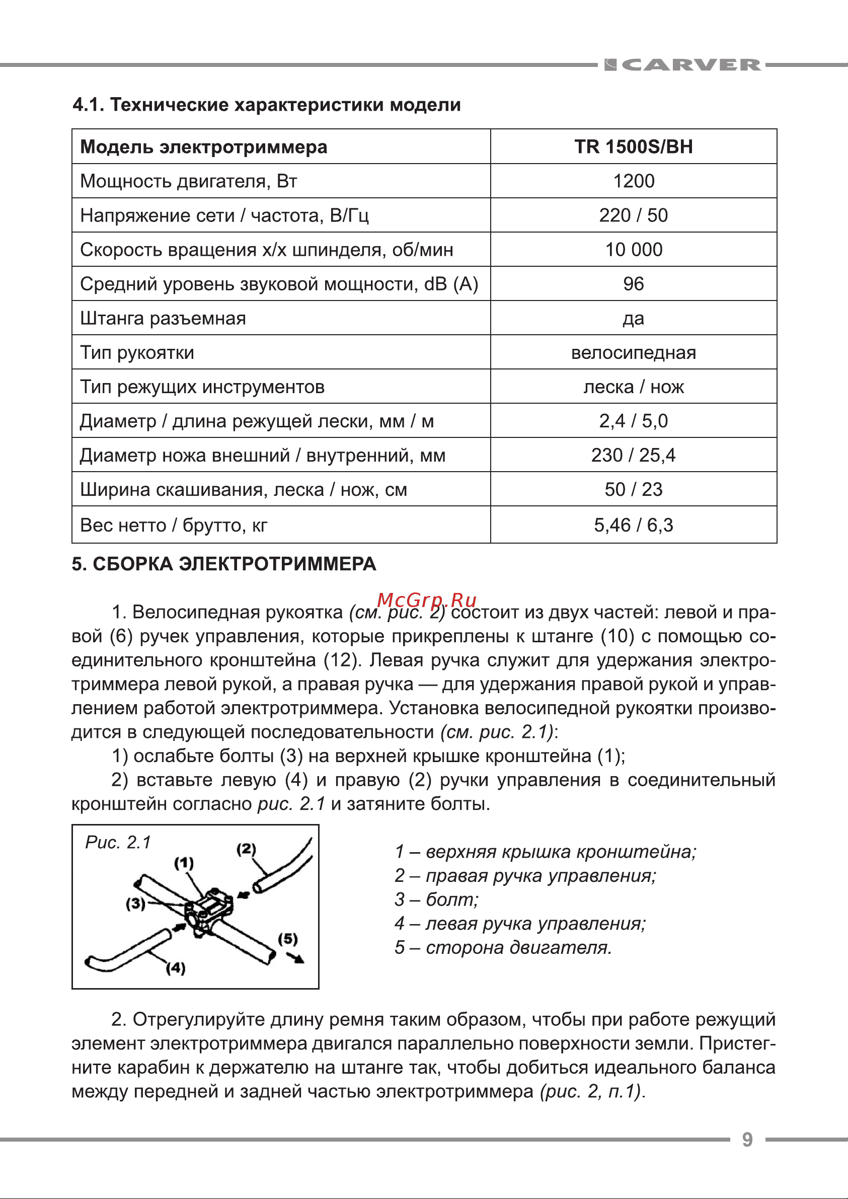 Carver TR-1500S/BH 01.002.00010 Инструкция к CARVER TR-1500S/BH 01.002.00010 онлайн [9/20] 863250