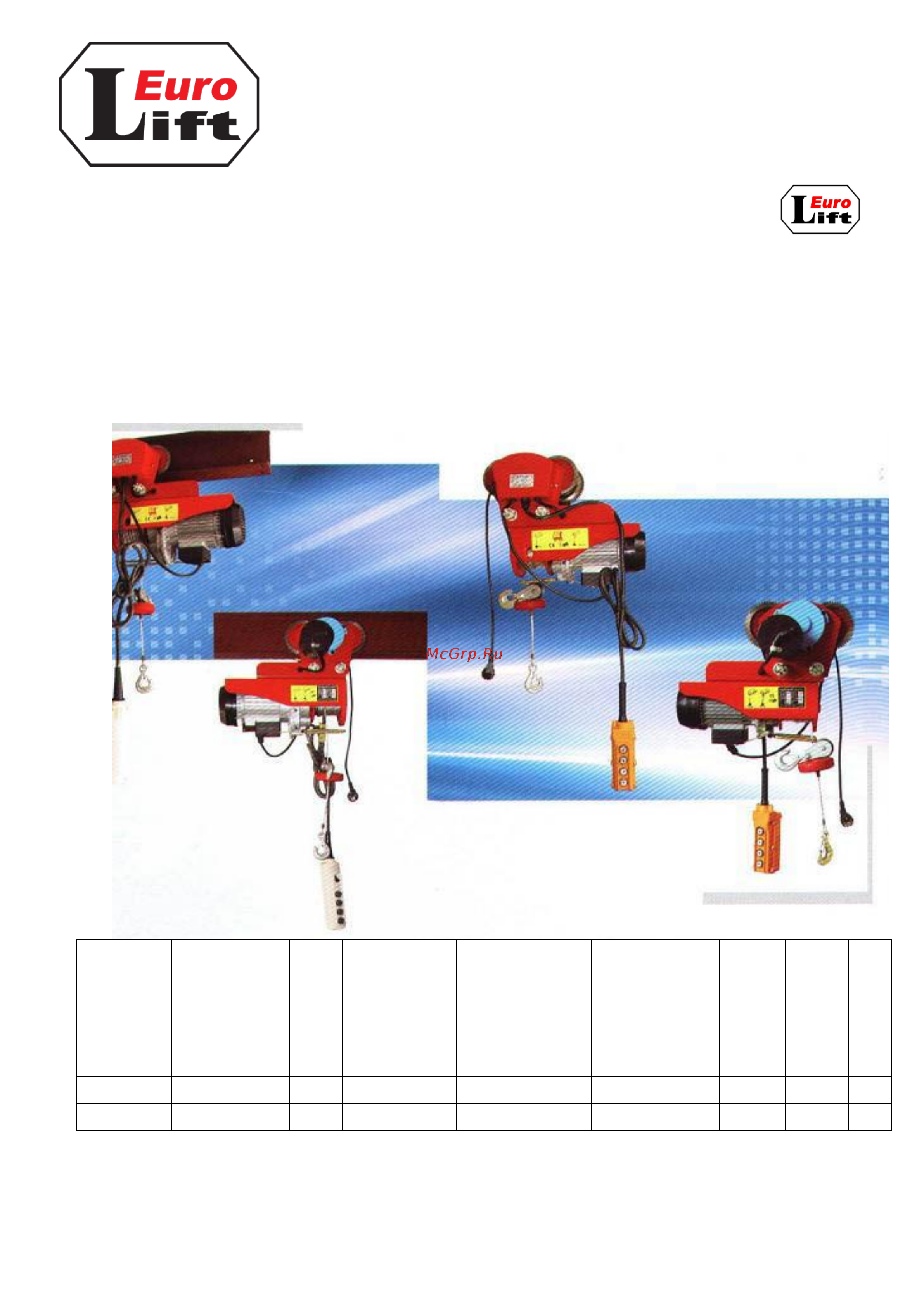 Euro-lift KX 1000 00002841 Инструкция к лебедке EURO-LIFT KX 1000 00002841 онлайн