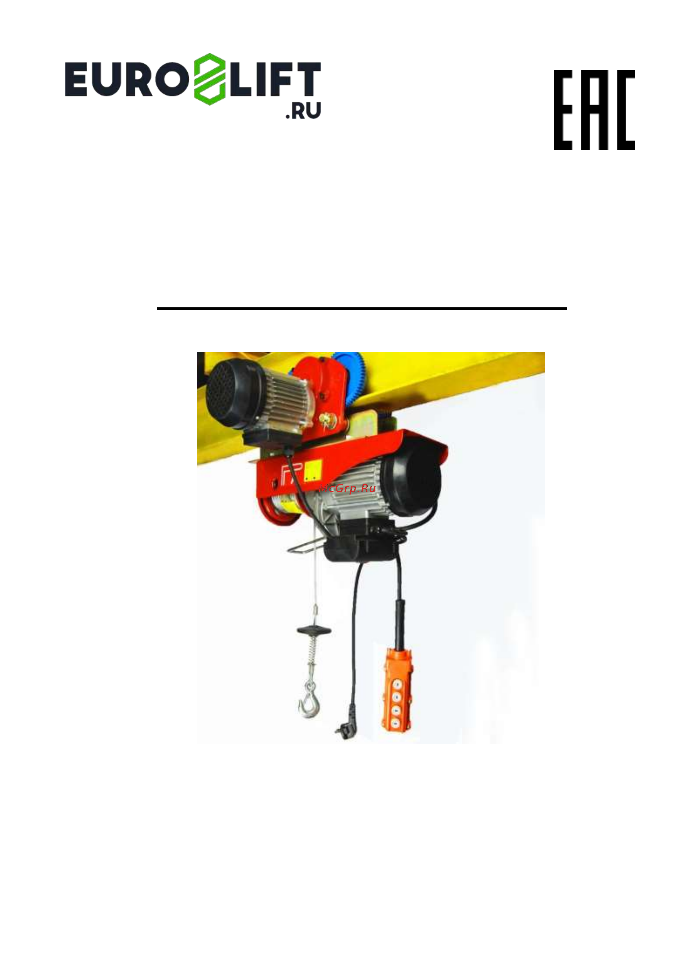 Euro-lift KX 250 00016928 (18 м/9 м, 125 кг/250 кг, 220 В) Руководство пользователя онлайн