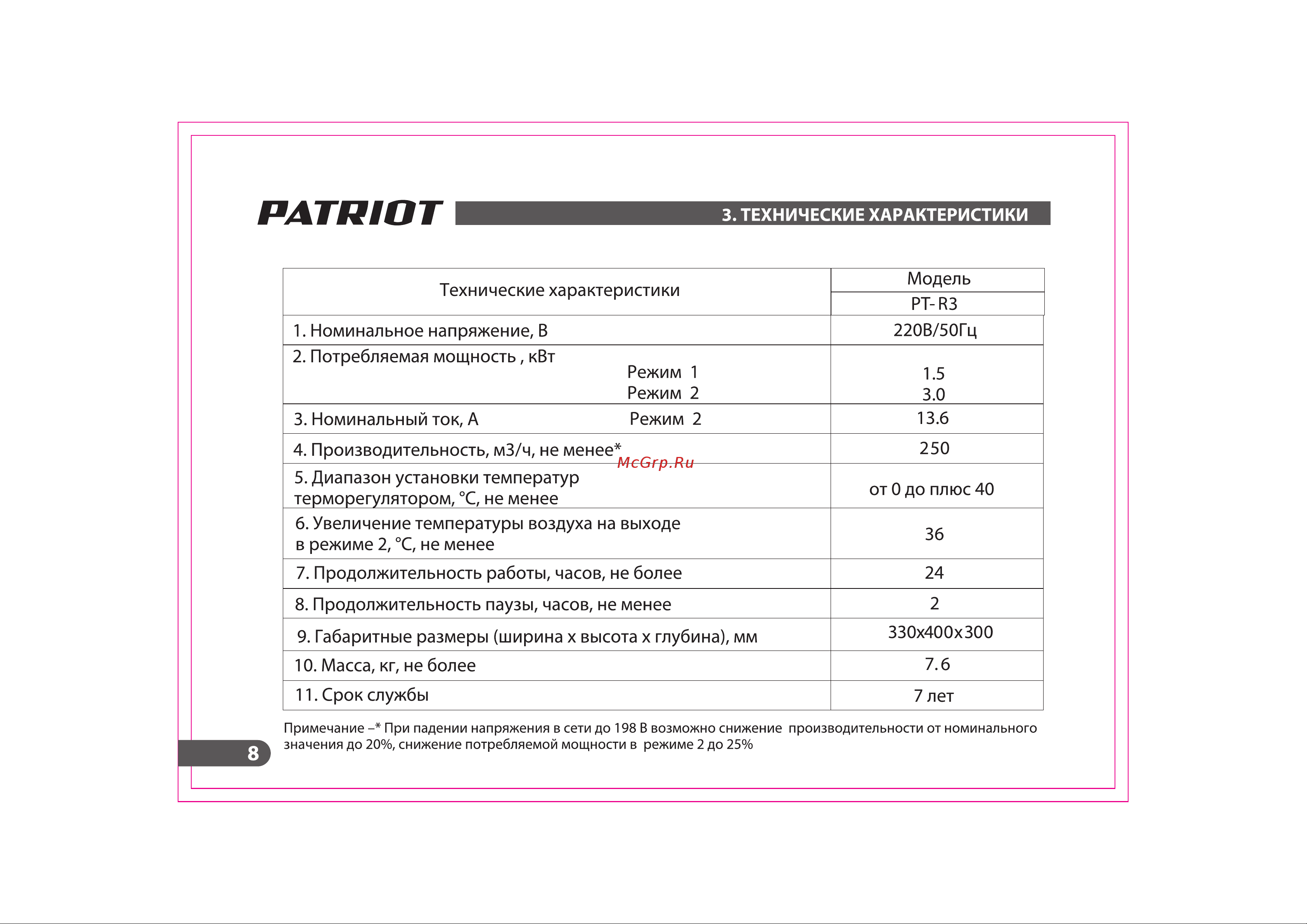 Patriot PT-R 3 633307260 Инструкция к PATRIOT PT-R 3 онлайн [9/25] 863684