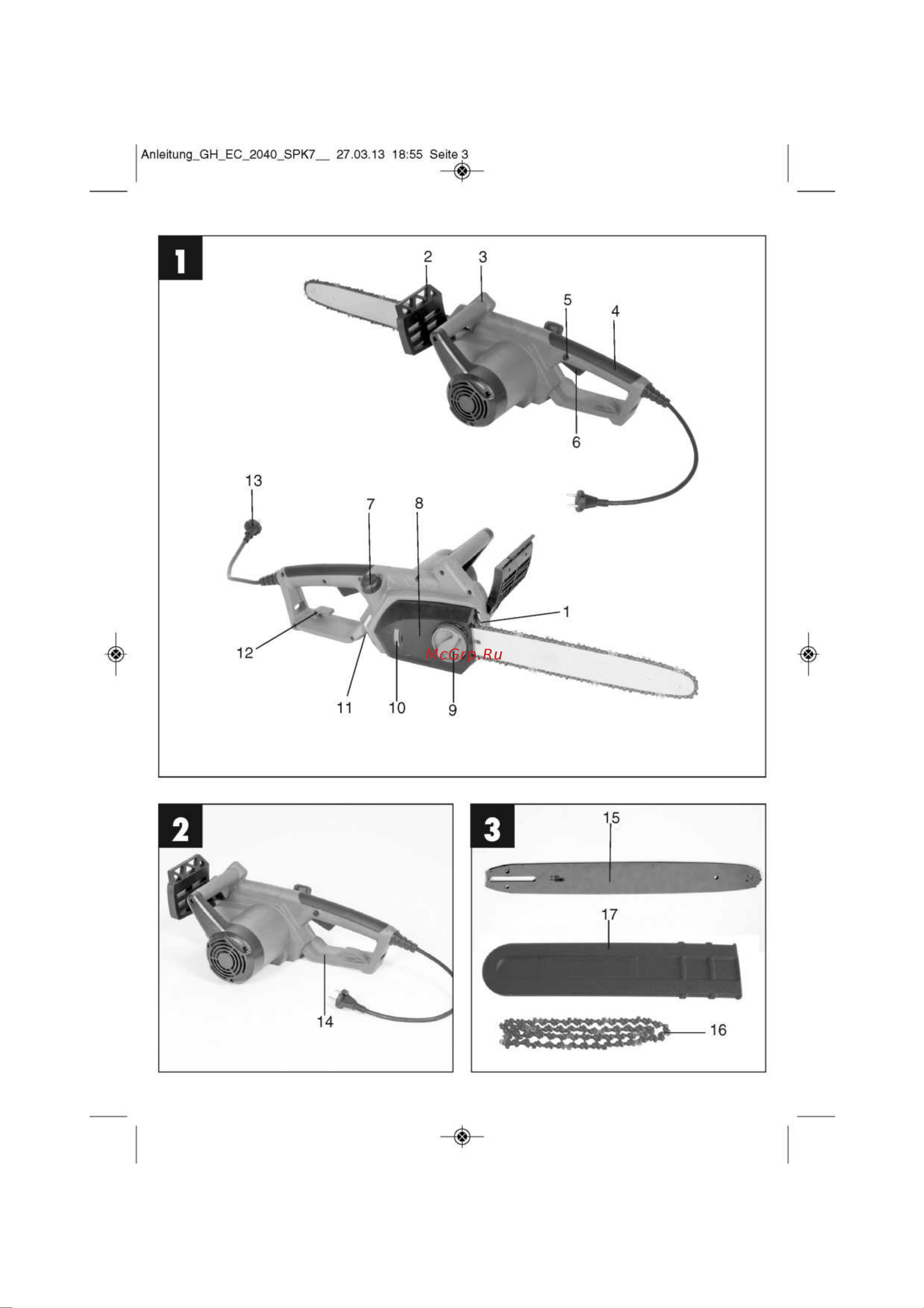 Einhell GH-EC 1835 4501710 Инструкция к Einhell GH-EC 1835 онлайн [3/19] 863747
