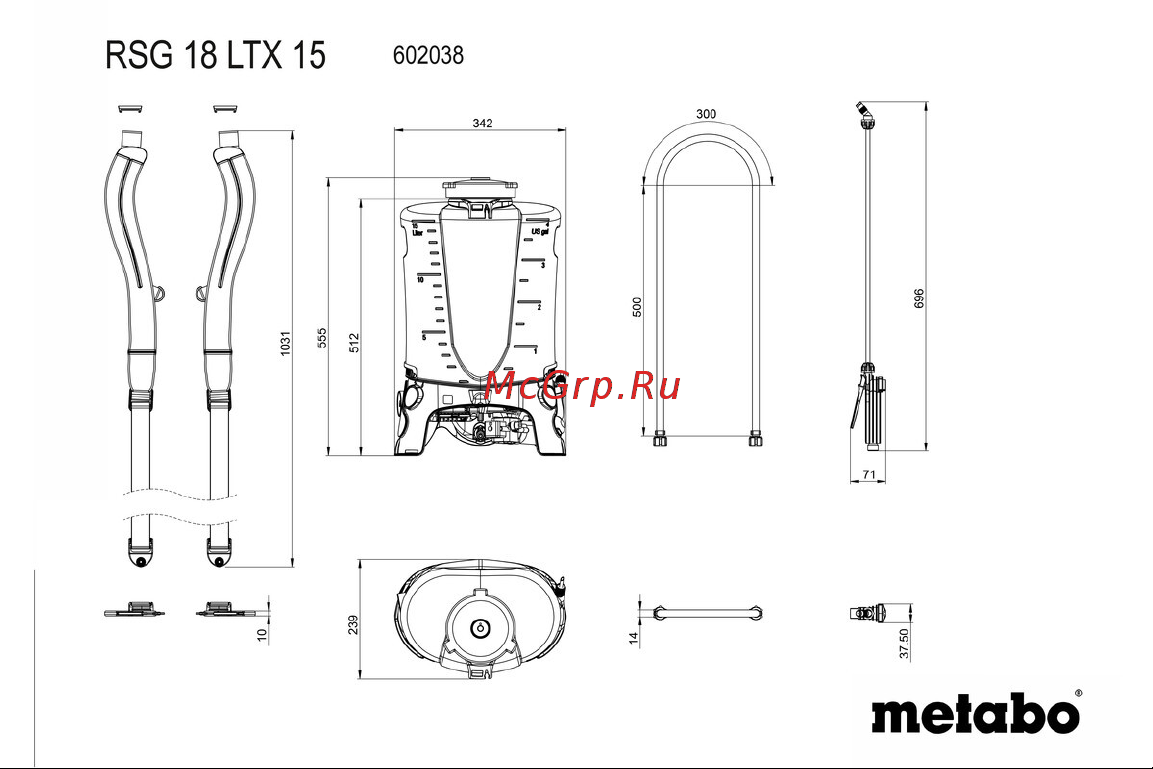 Metabo RSG 18 LTX 15 602038850 Чертеж онлайн