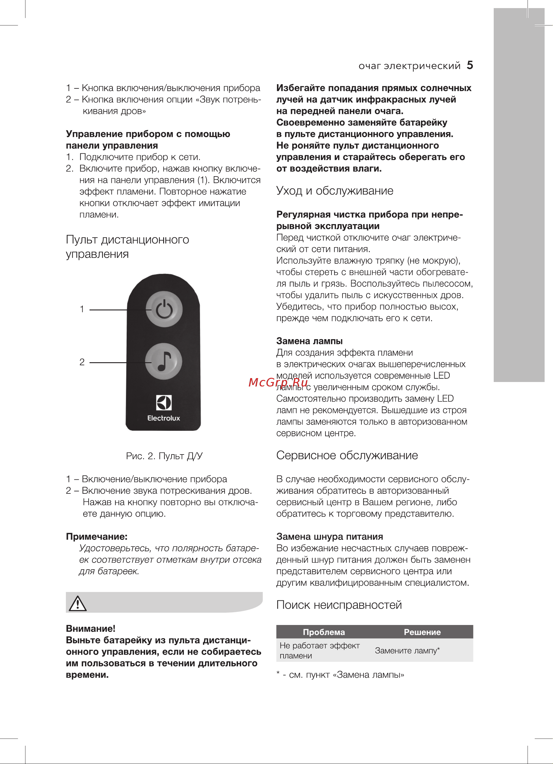 Electrolux Caminetto EFP/P- 20LS Инструкция к Electrolux Caminetto EFP/P- 20LS онлайн [5/12] 864411