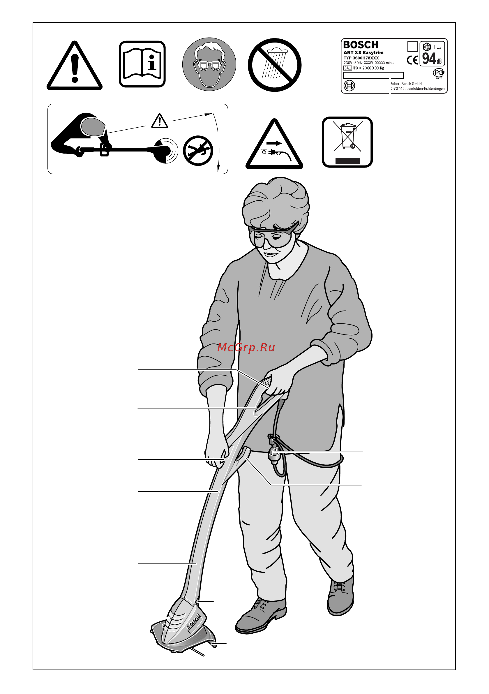 Bosch ART 26 EASYTRIM 0.600.878.J00 Инструкция к Bosch ART 26 EASYTRIM 0600878J00 онлайн [4/165] 864574