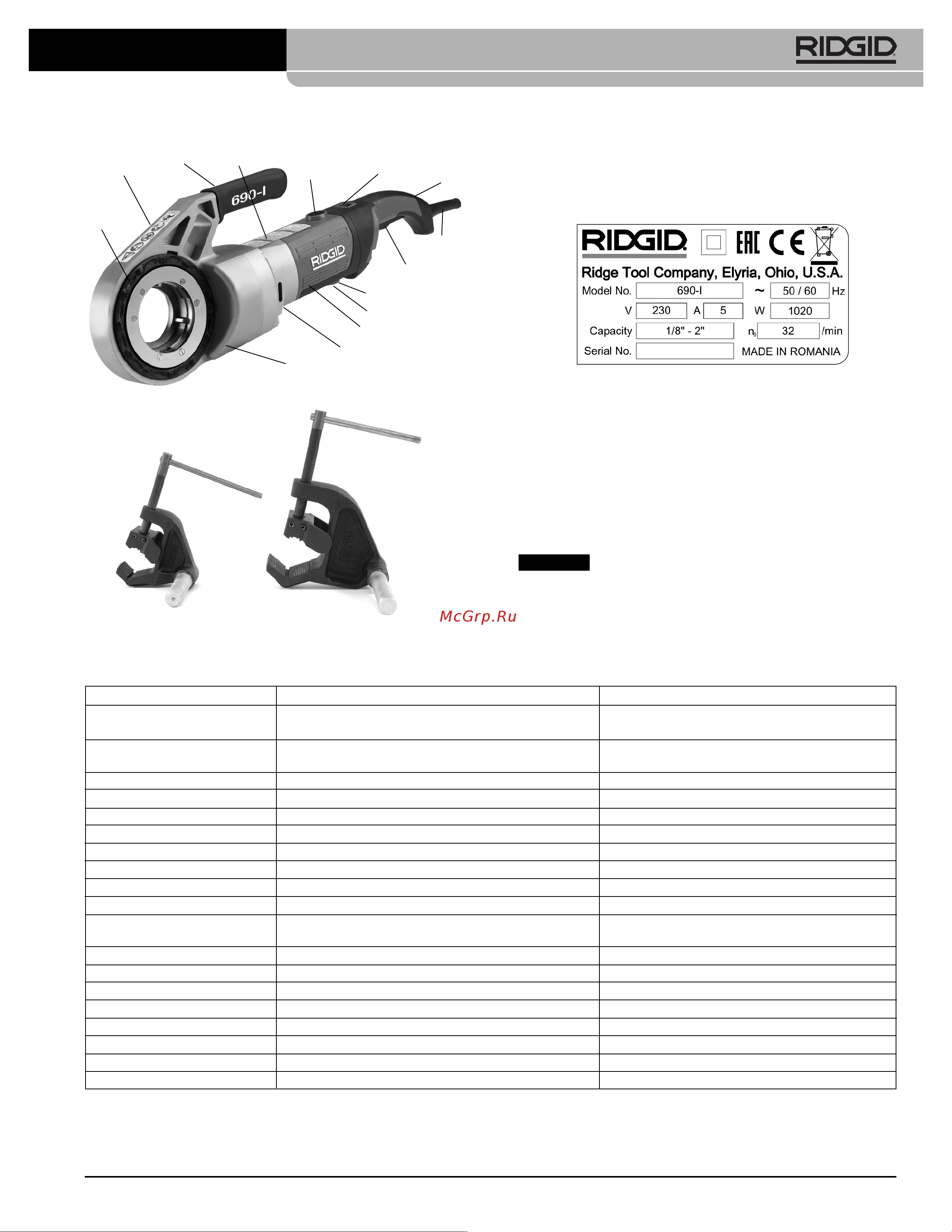 Ridgid 44933 Инструкция к товару онлайн [7/374] 864600