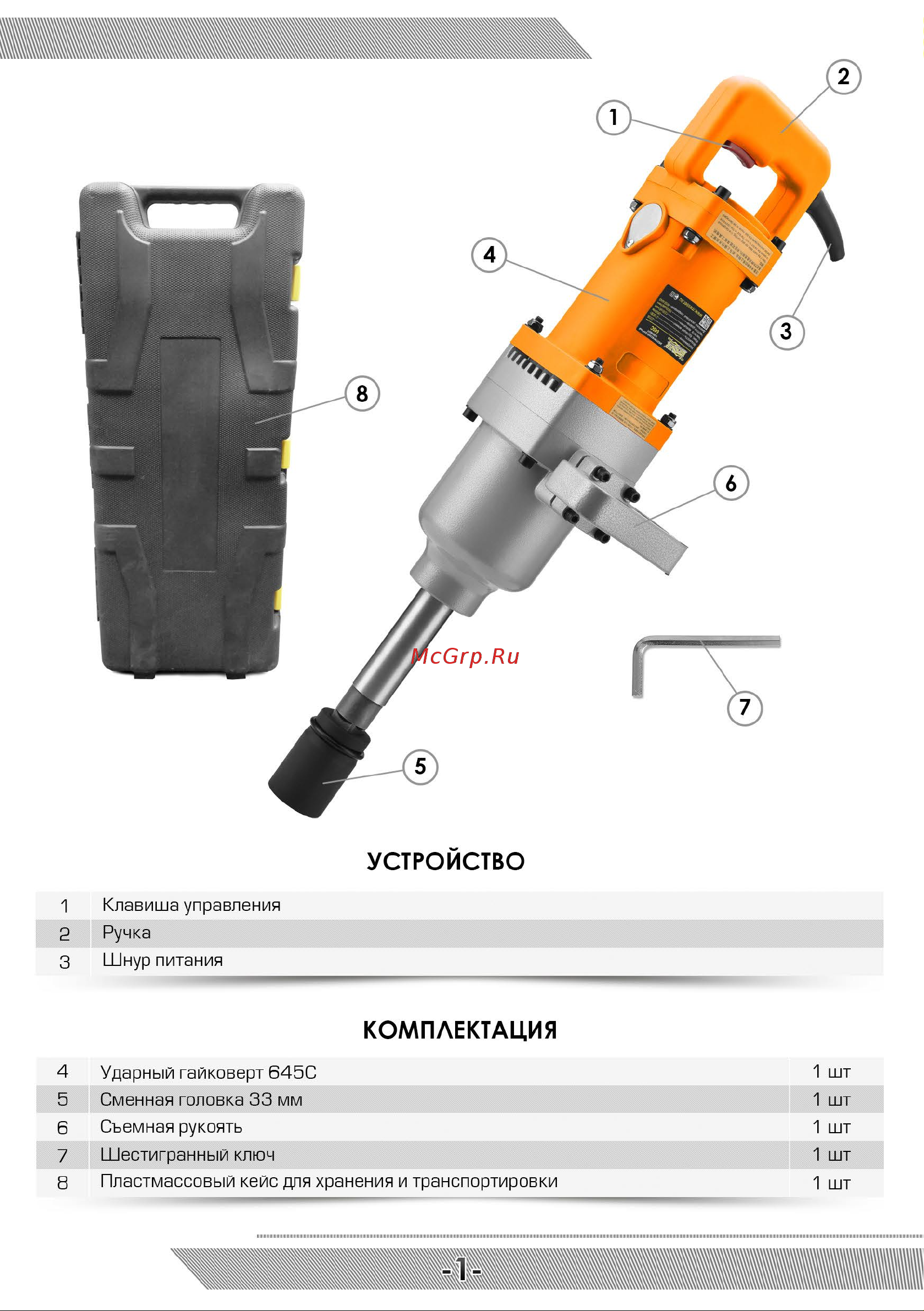 Messer 645C 05-40-645 Инструкция к гайковерту MESSER 645С онлайн [2/8] 864899