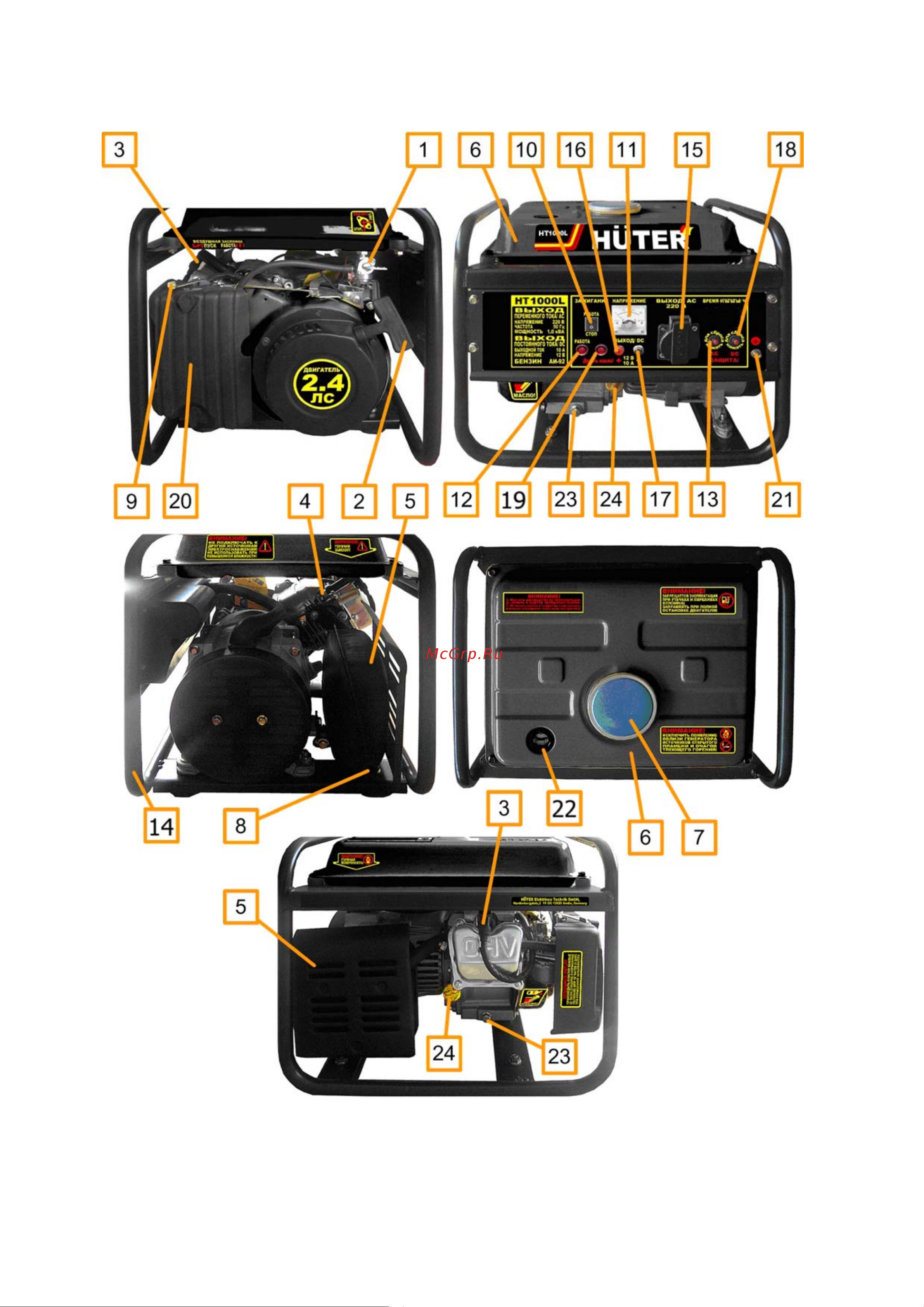 Huter HT1000L 64/1/2 Инструкция к электрогенератору Huter HT1000L онлайн [9/41] 865236