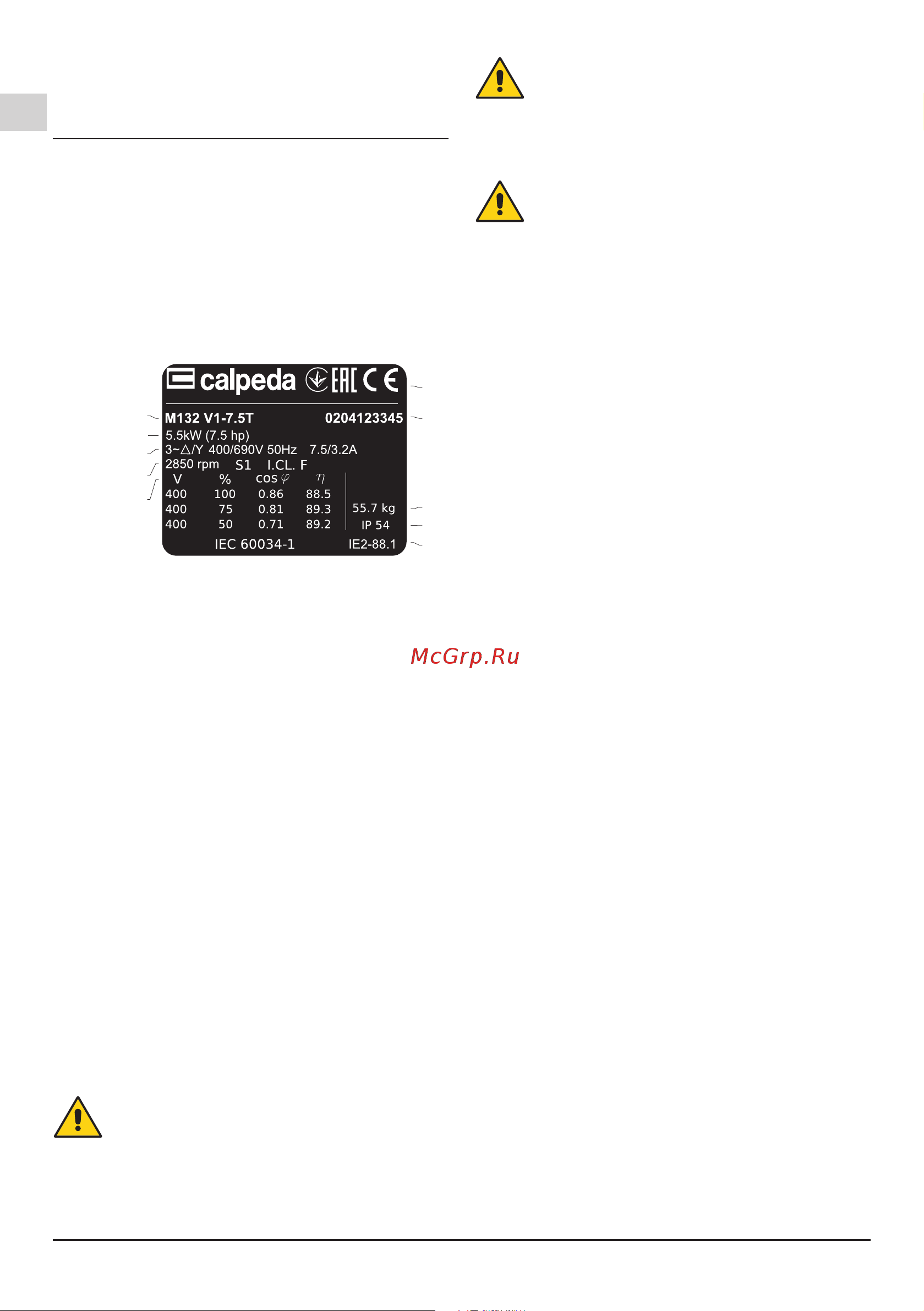 CALPEDA MXHM 805/A 230/50 Hz 62312051000 Инструкция к Calpeda MXHM 805/A 62312051000 онлайн [12/136] 865553