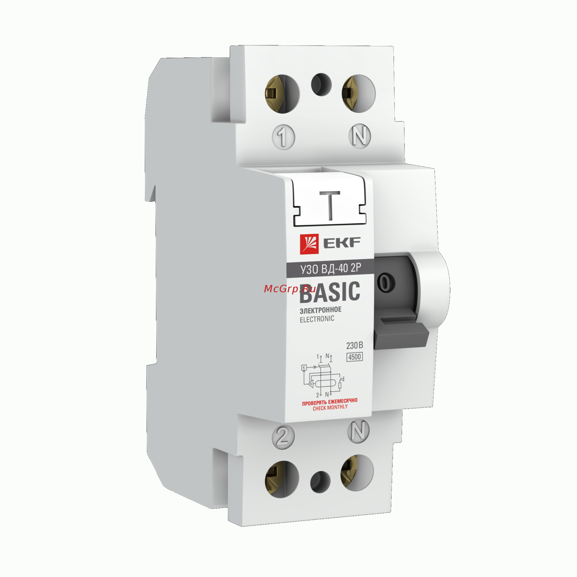 EKF ВДТ-40 2P 16А/30мА Basic elcb-2-16-30e-sim Паспорт