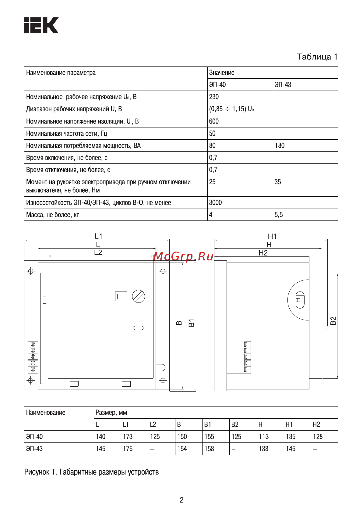 Iek ЭП-43, 230В SVA60D-EP Инструкция к товару онлайн [2/8] 865825