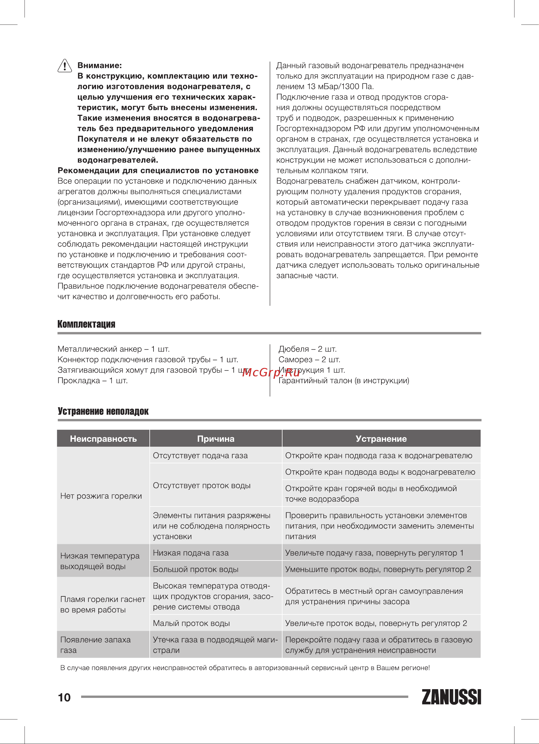 Zanussi GWH 12 Fonte НС-1107001 Инструкция к Zanussi GWH 12 Fonte онлайн [10/32] 868173