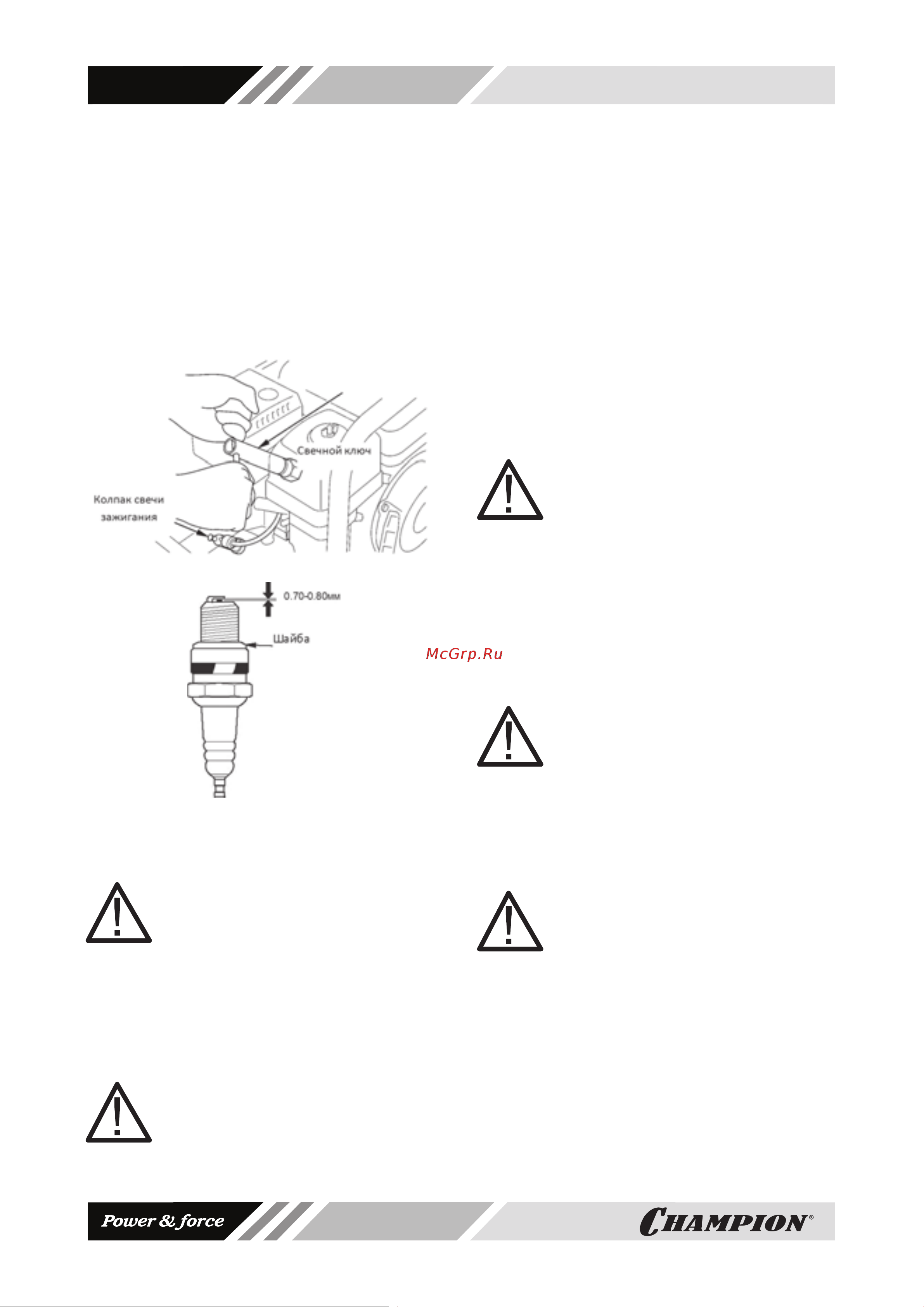 Champion +газ, 2/2,3кВт, 15л, 43,5кг, 1,6л/ч, 12V, счетчик, 16А LPG2500 Инструкция к генератору Champion LPG2500 онлайн [22/28] 868548