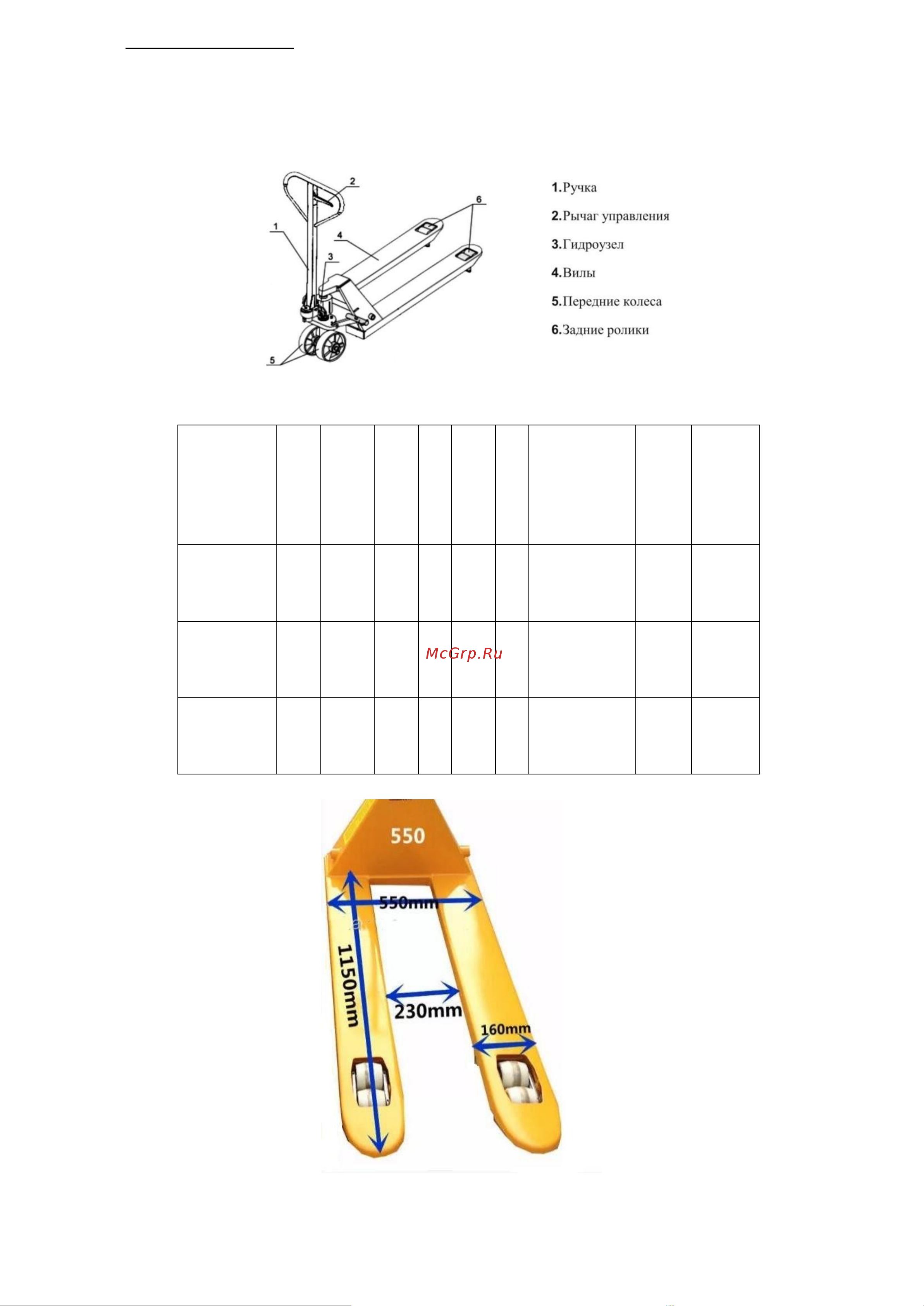 Euro-lift JD03 г/п 3 т, L=1150 мм, B=550 мм, П/У колеса 00-00004686 Инструкция онлайн [2/11] 868966