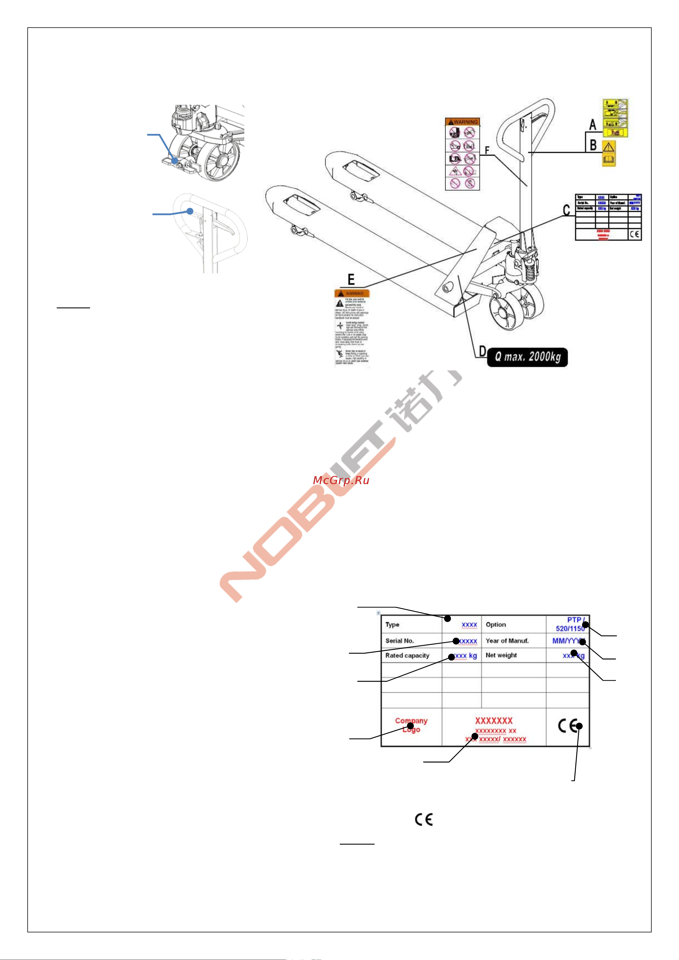 Noblelift ACL35 540x1800mm PU+PU, tandem 1355401800 Инструкция к товару онлайн [9/20] 869013
