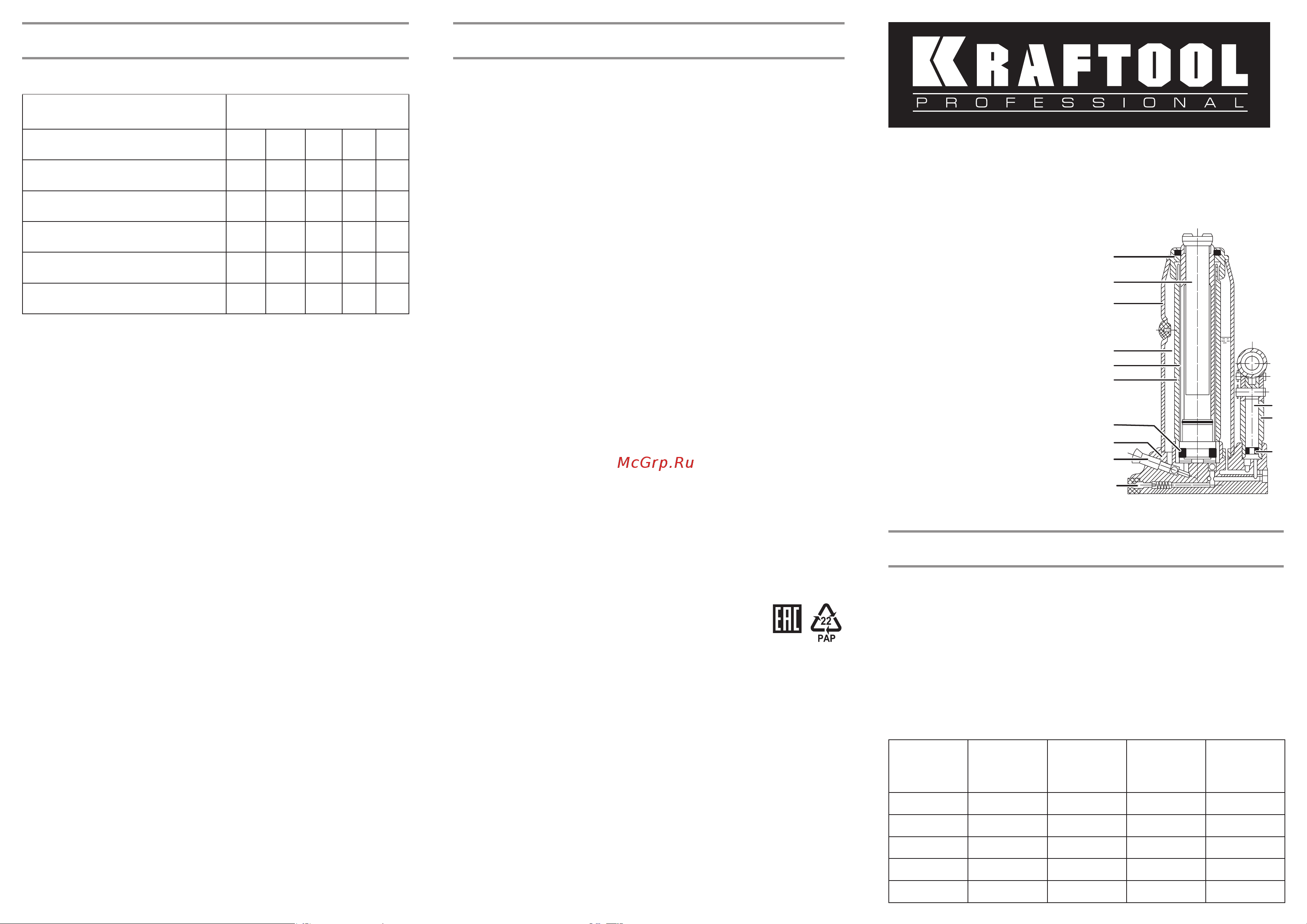 Kraftool 6 т, 170-420 мм 43463-6 Инструкция онлайн