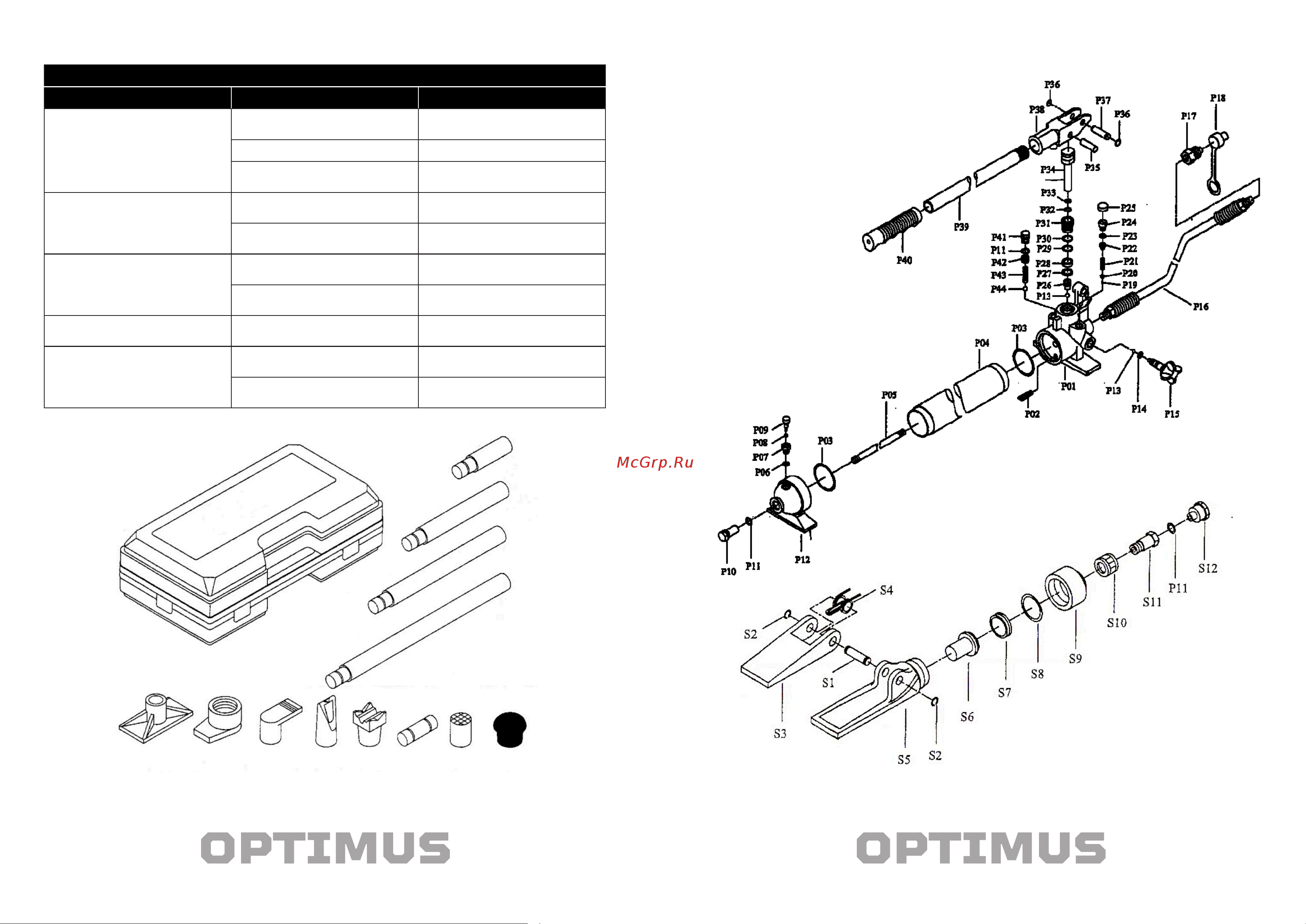 Optimus с усилием 10 т, металлический кейс OPT-830310 Руководство онлайн [4/4] 869183