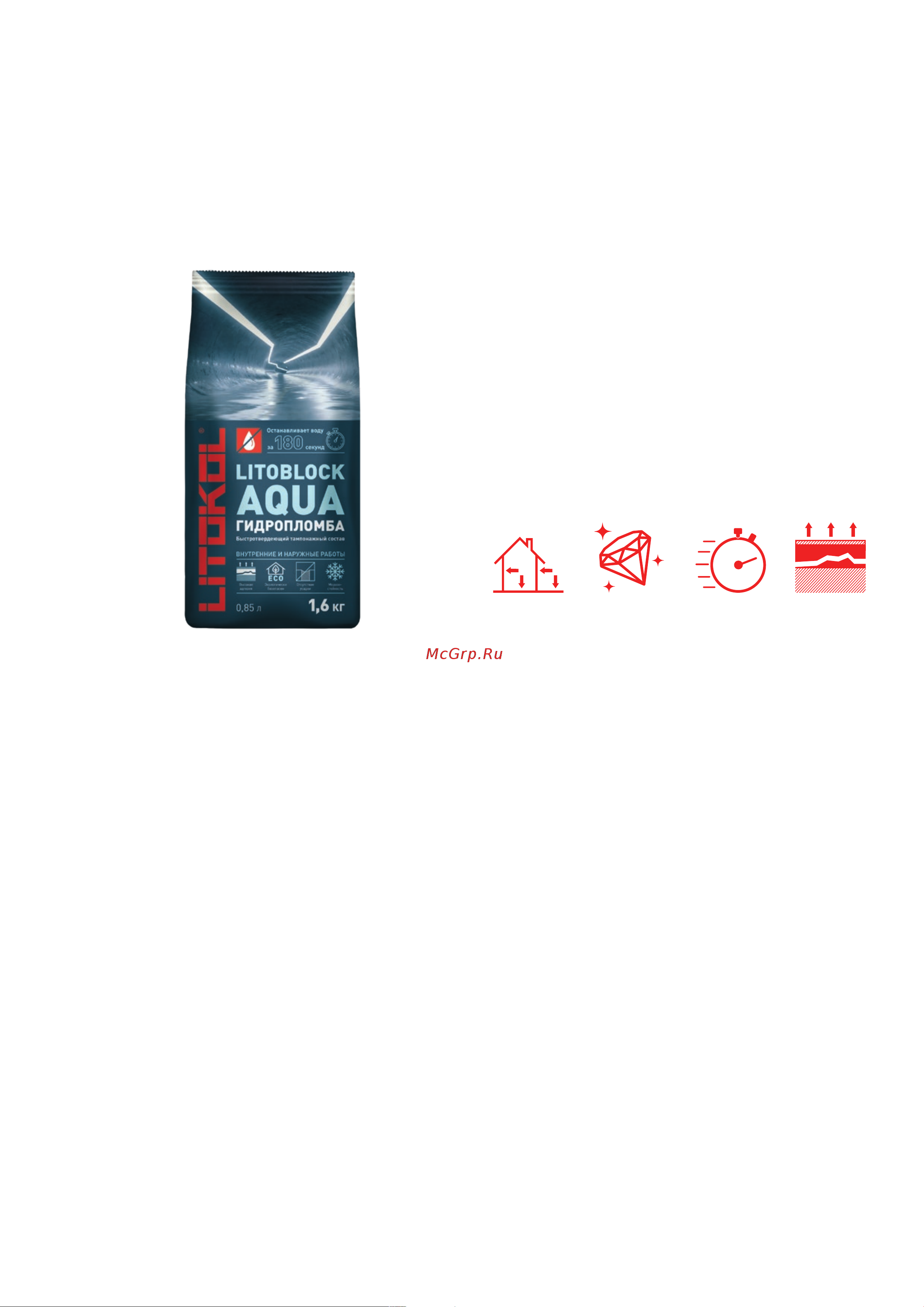 Litokol Litoblock aqua быстротвердеющая, 1.6 кг 369210003 Инструкция к товару онлайн