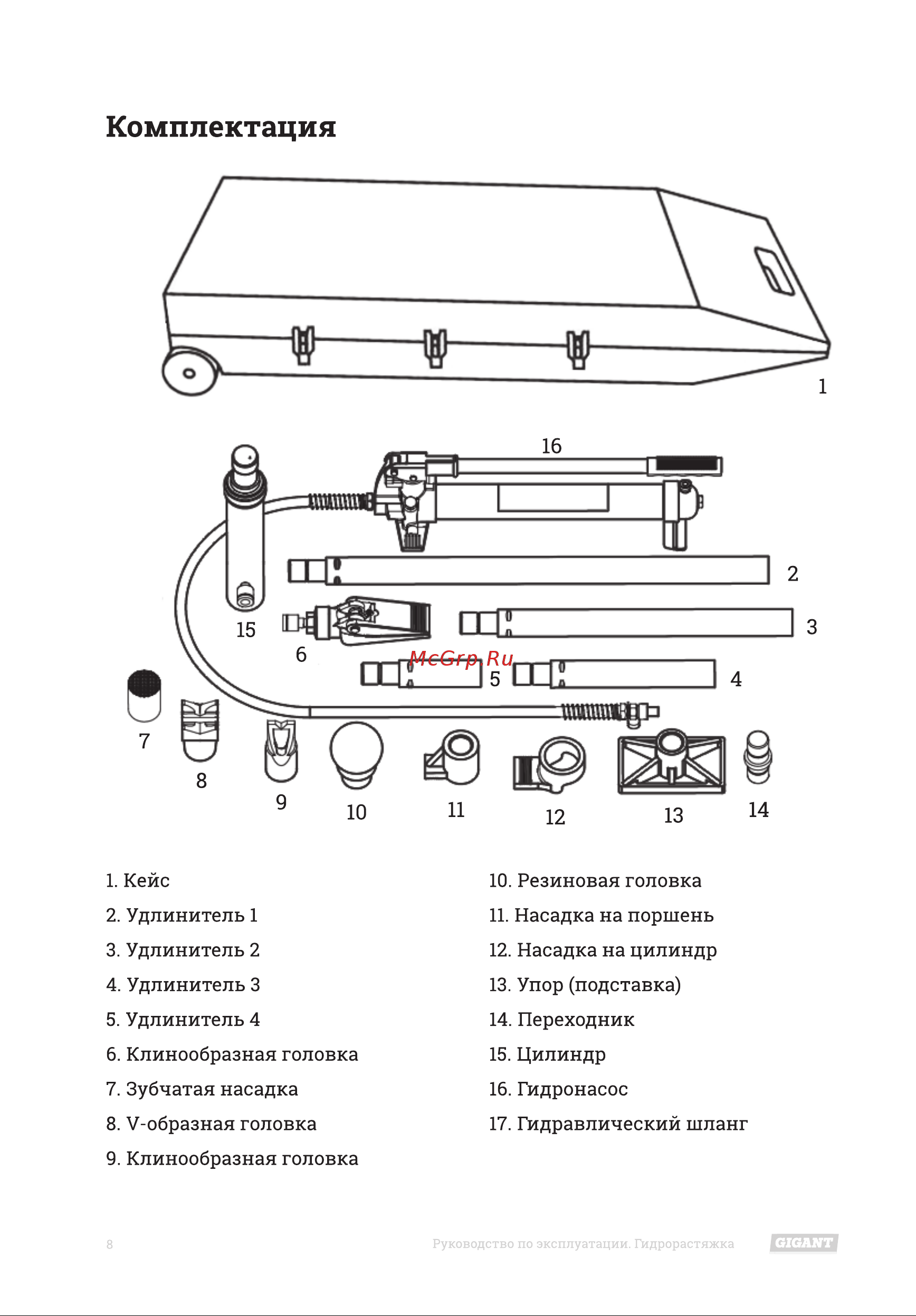 Gigant 10 т набор PJ-01 Инструкция к Gigant PJ-01 онлайн [8/12] 869481
