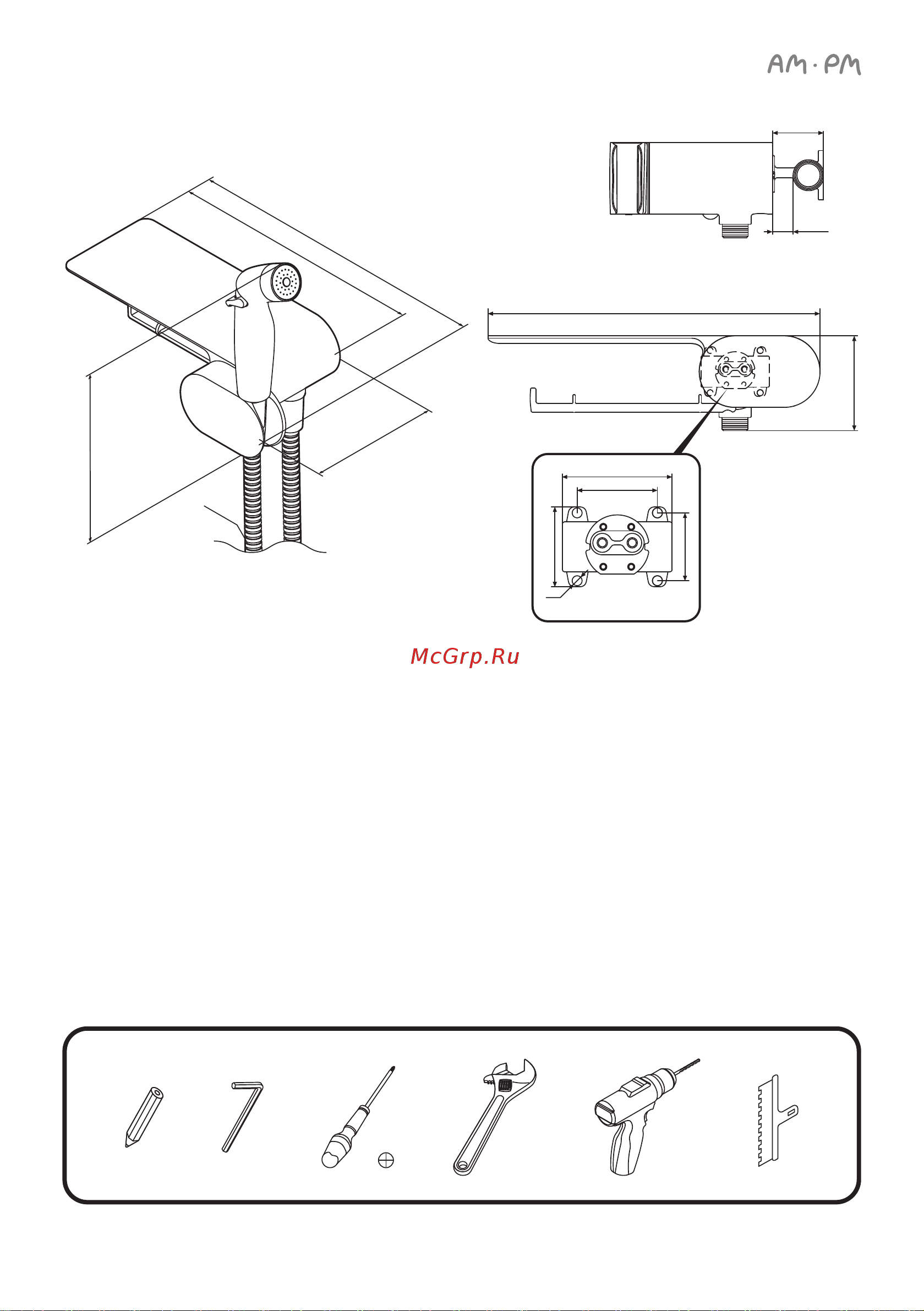 AM.PM Like со смесителем, с полкой, держателем туалетной бумаги F0202622 F0202622_manual онлайн [7/20] 869496