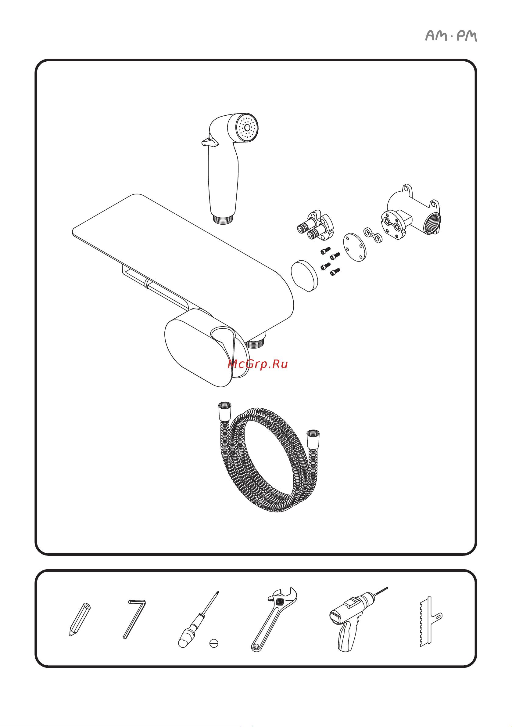 AM.PM Like со смесителем, с полкой, держателем туалетной бумаги F0202622 F0202622_manual онлайн [9/20] 869496