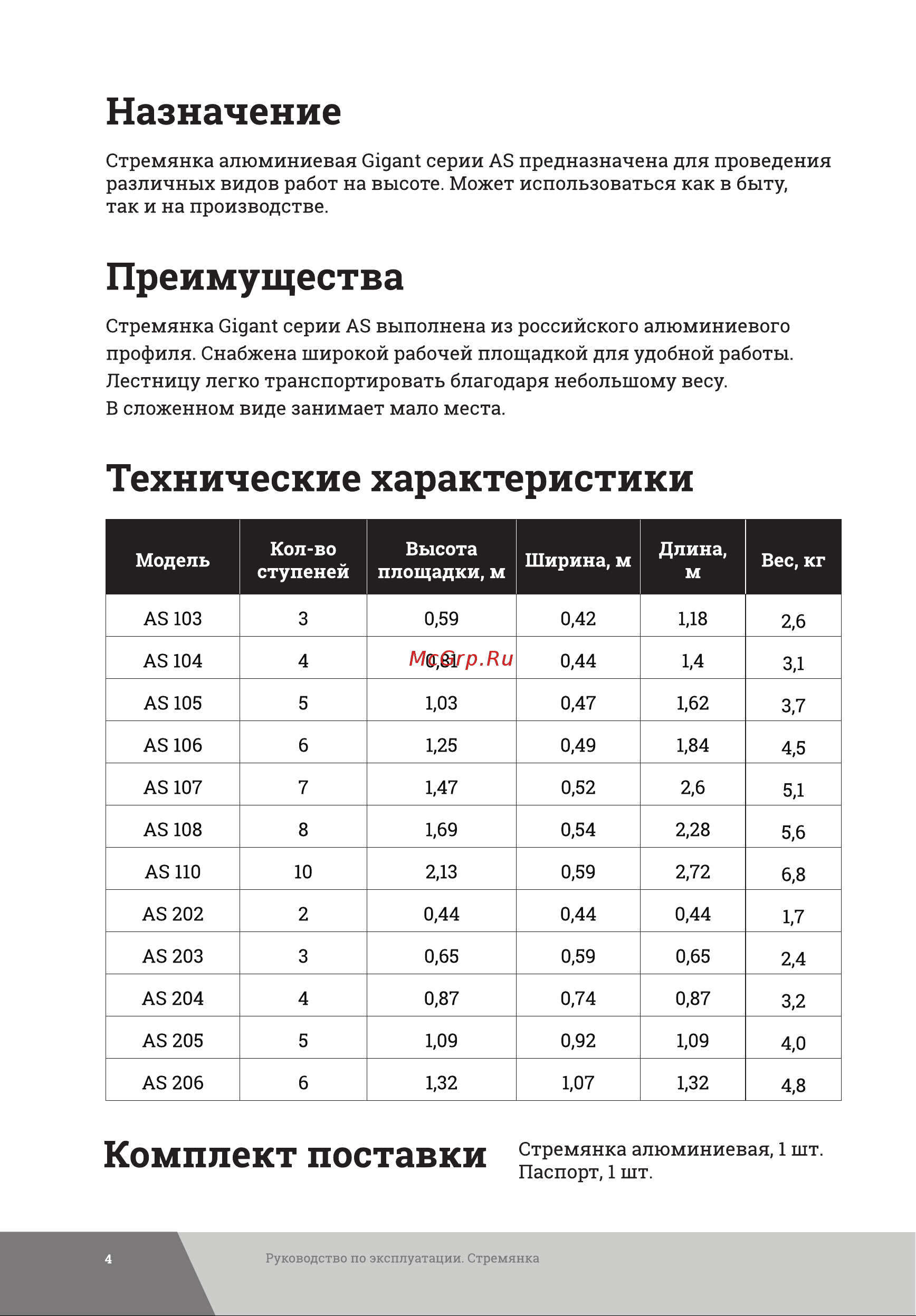 Gigant AS 110 Инструкция к Gigant AS 103 онлайн [4/8] 870566