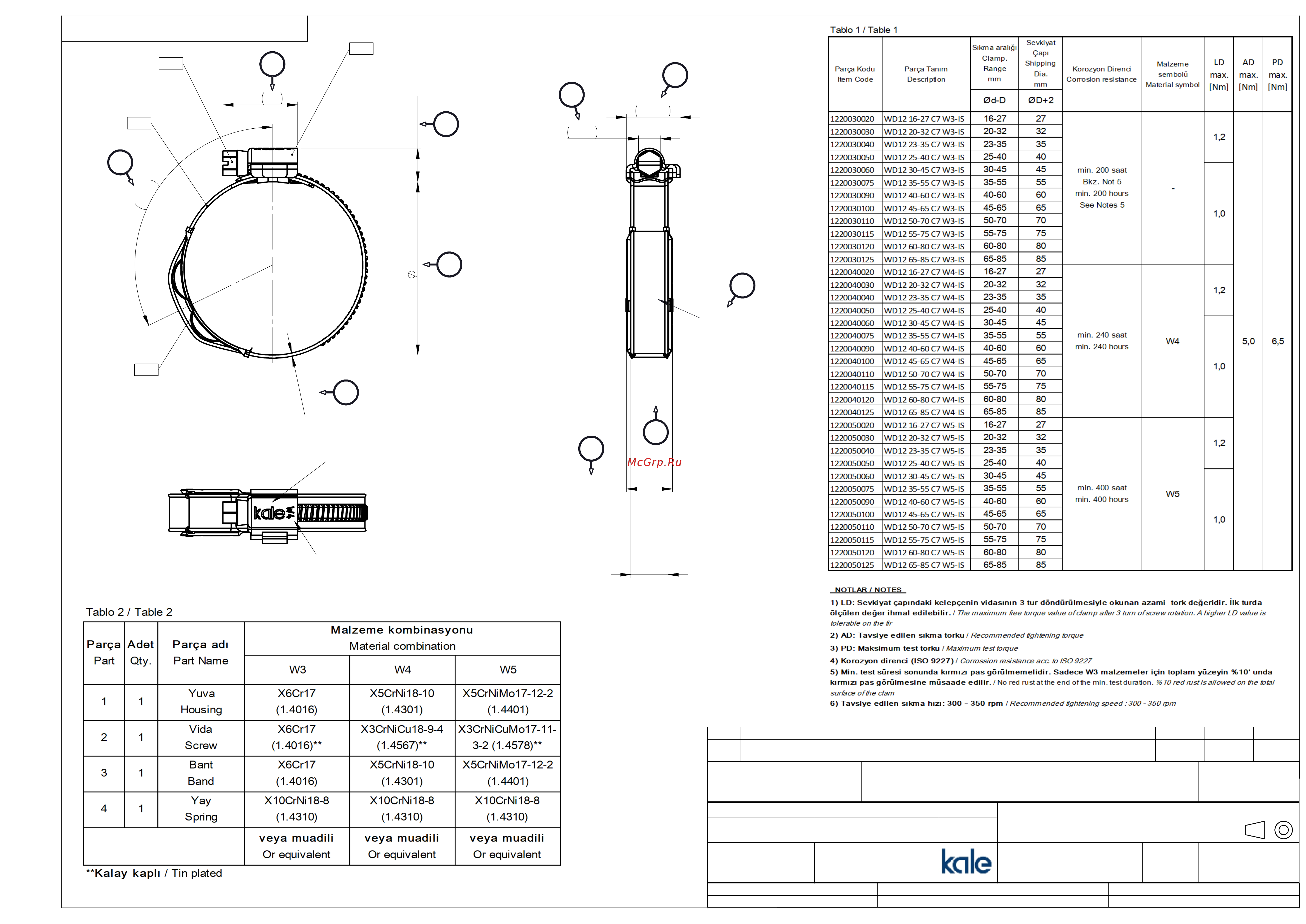 Kale CLAMP WD IS 40-60/12 W3 уп. 10 шт. 40-60 WD1273IS чертёж онлайн