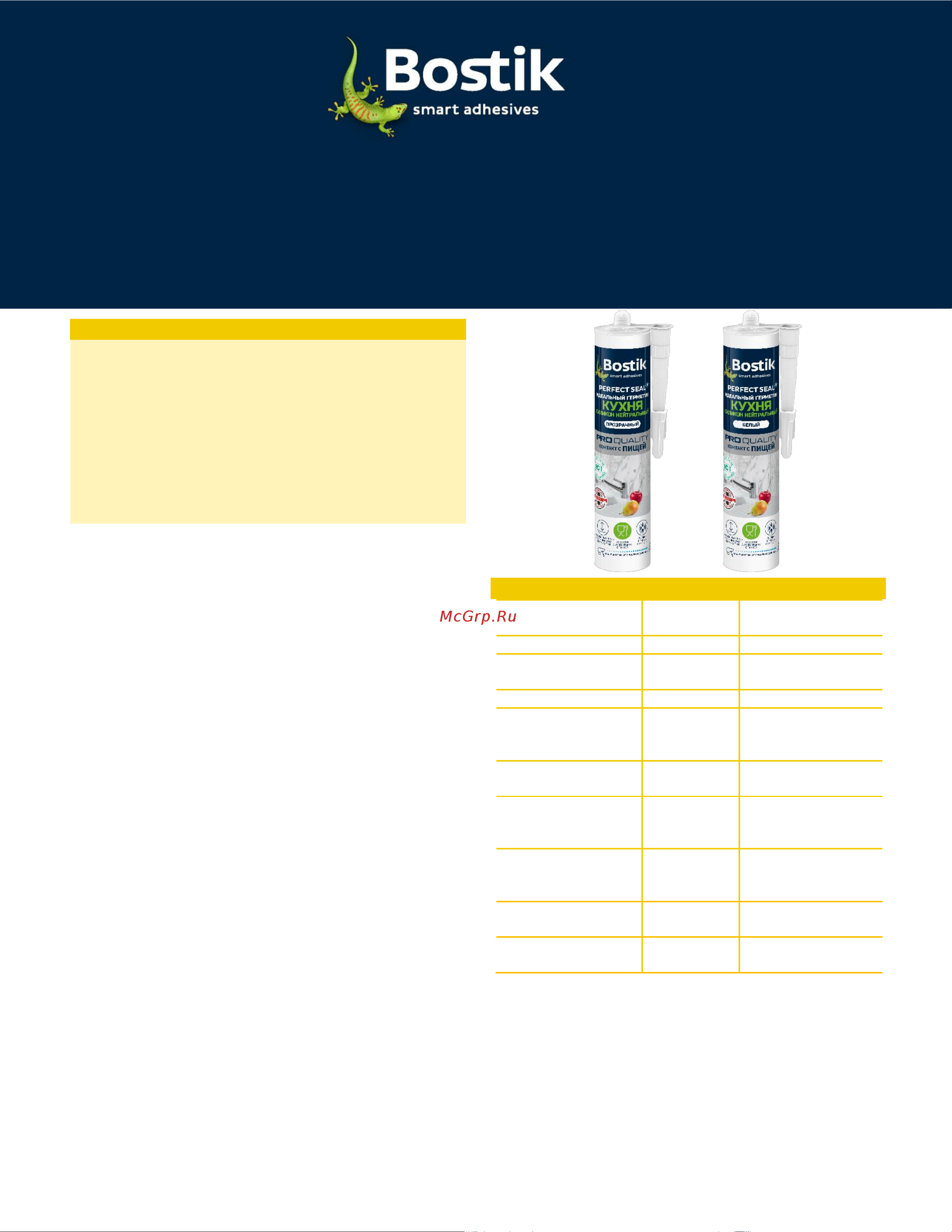 Bostik Perfect Seal Кухня нейтральный прозрачный 280 мл ВОК638578 Инструкция к товару онлайн