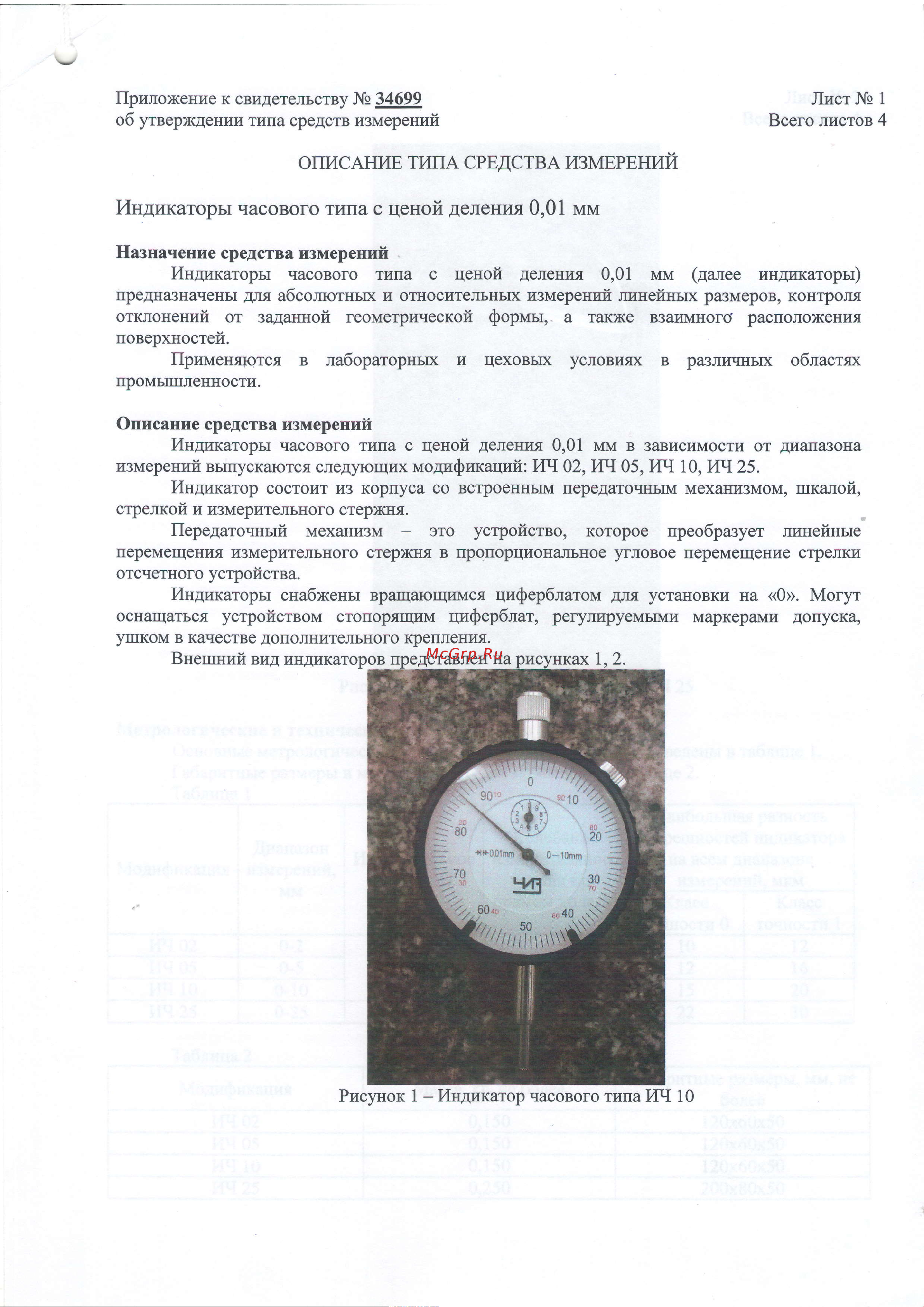 ЧИЗ ИЧ-0-2 0,01 б/ушк. С ПОВЕРКОЙ 013123 Описание типа СИ (40149-08) онлайн