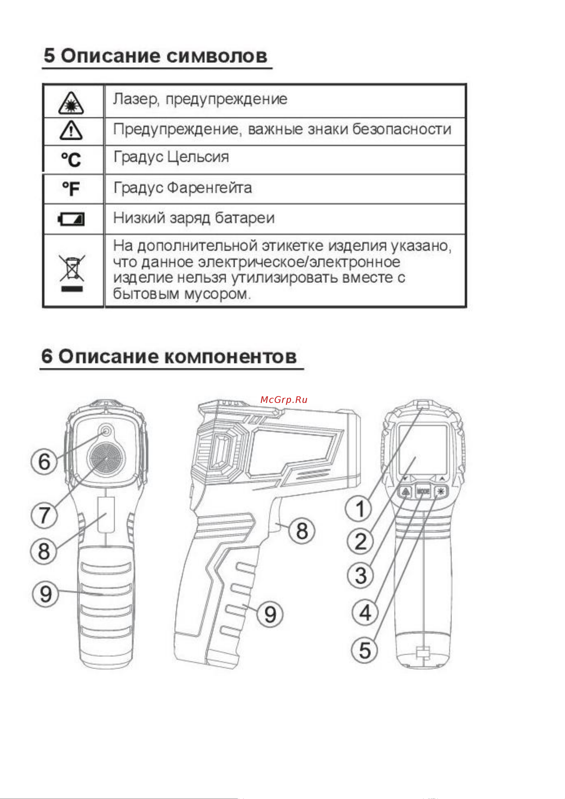 DELI DL333550 (диапазон изм. -30-550°C или -22-1022℉) 102971 Инструкция онлайн [5/23] 871163