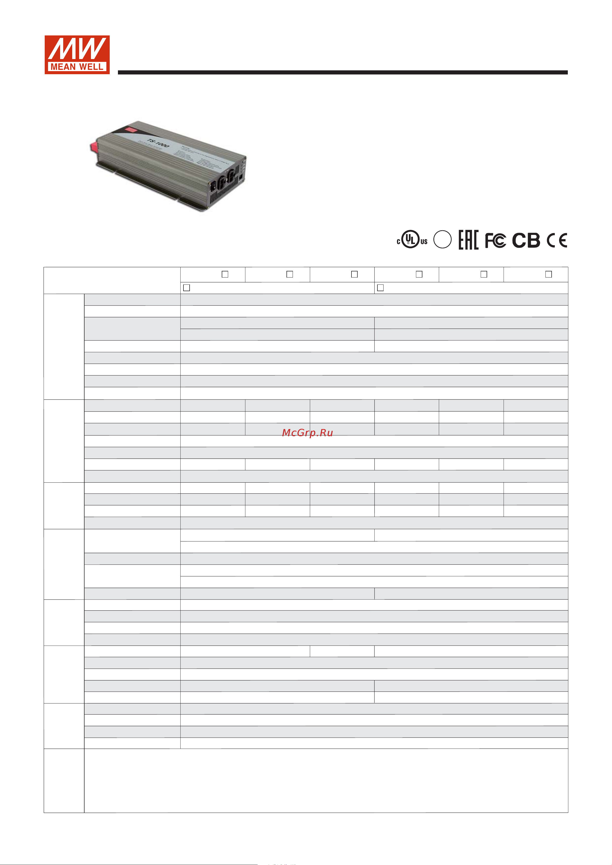 MEAN WELL DC/AC TS-1000-248B Т00271054 Расширенное описание онлайн