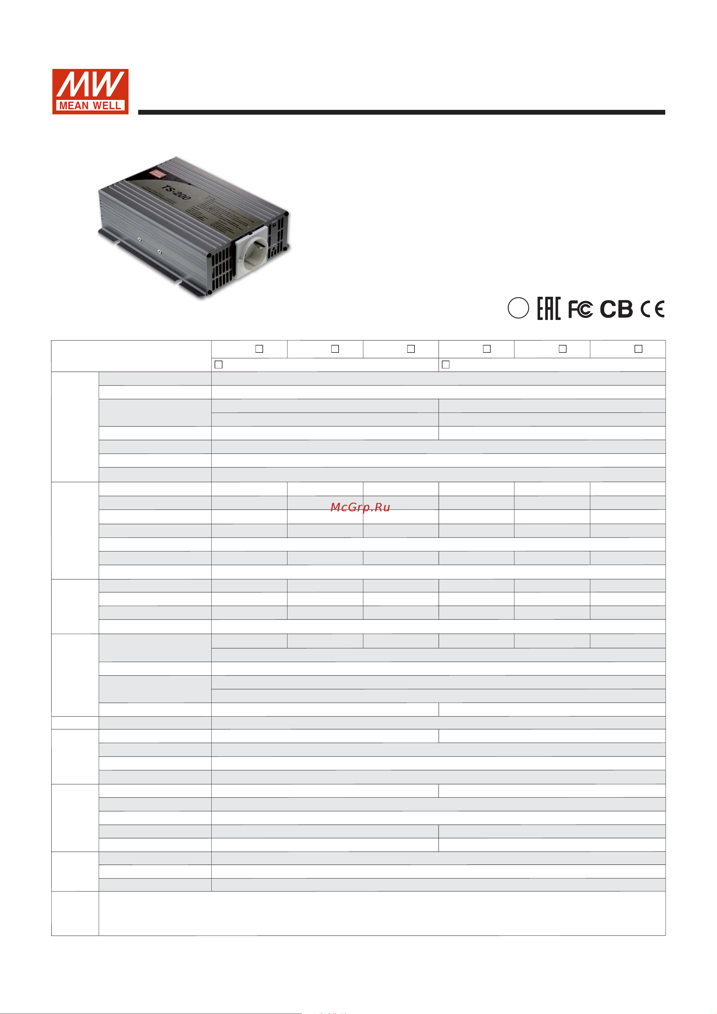 MEAN WELL DC/AC TS-200-112A Т00289984 Расширенное описание онлайн