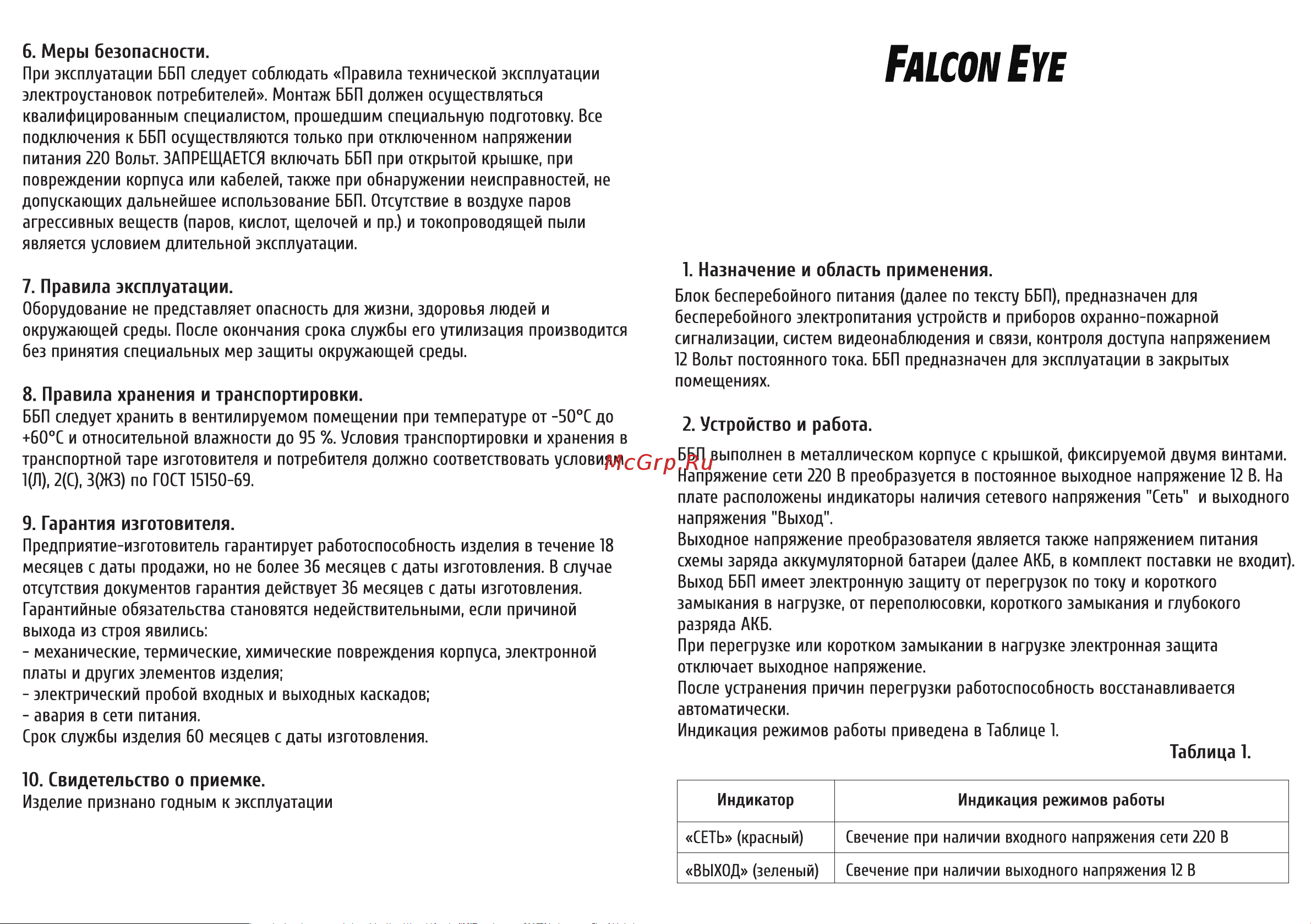 Falcon Eye FE-1250 V.8 MAX 00-00014650 Инструкция к товару онлайн