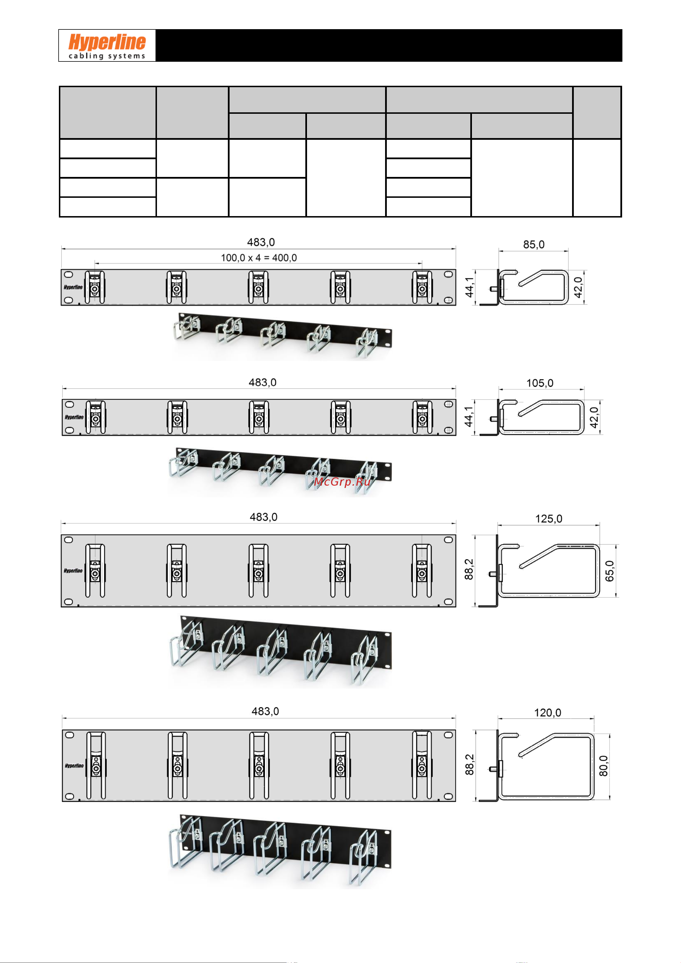 Hyperline , CMW-1U-01-BK, 85x43 мм, 19