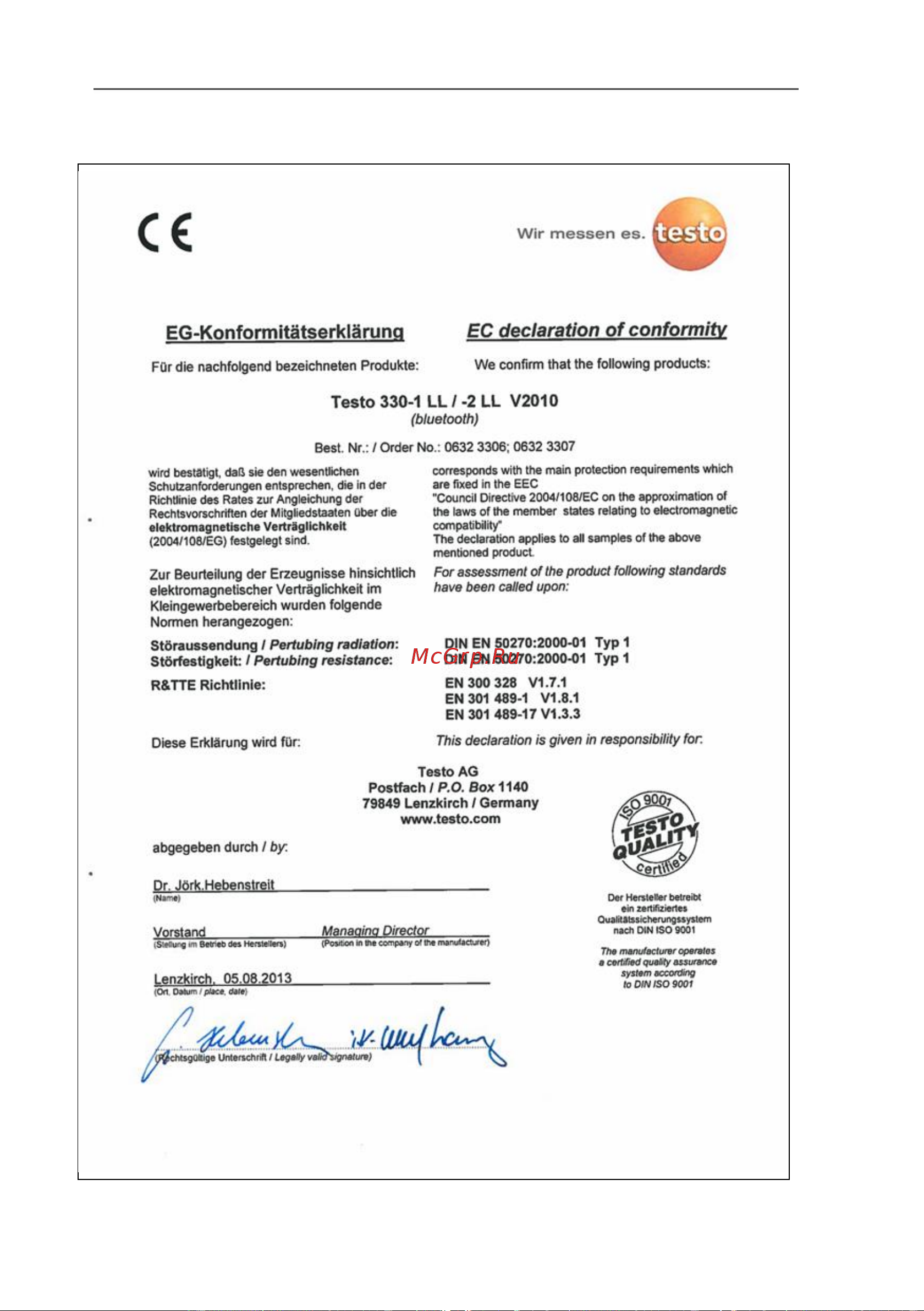 Testo 330-1 LL 0563 3328 Инструкция к товару онлайн [13/90] 872559