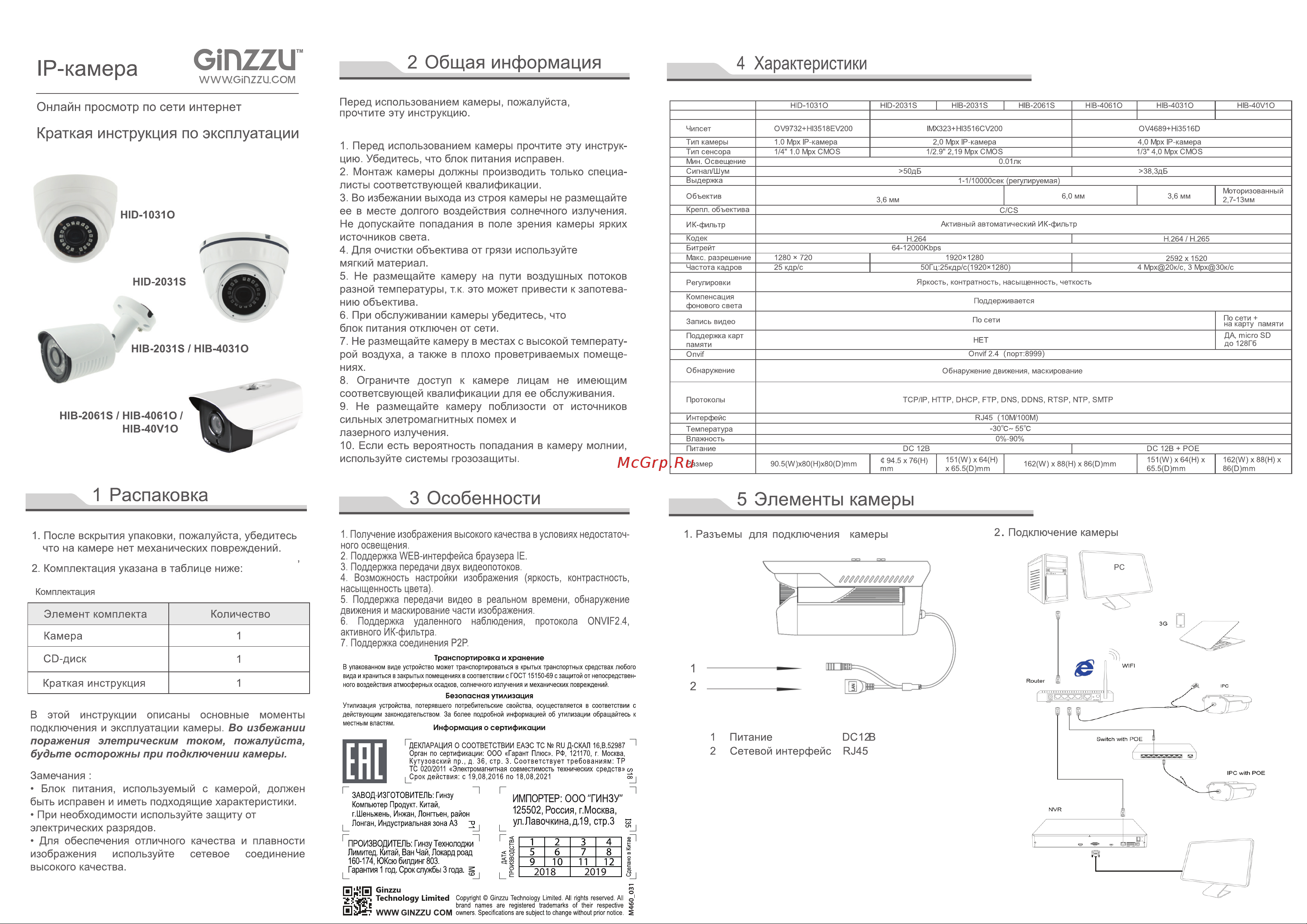 Ginzzu HID-2031S, IP 2.0Mp Sony 323, 3.6mm, купол, IR 20м, IP66, металл 14088 Инструкция к товару онлайн