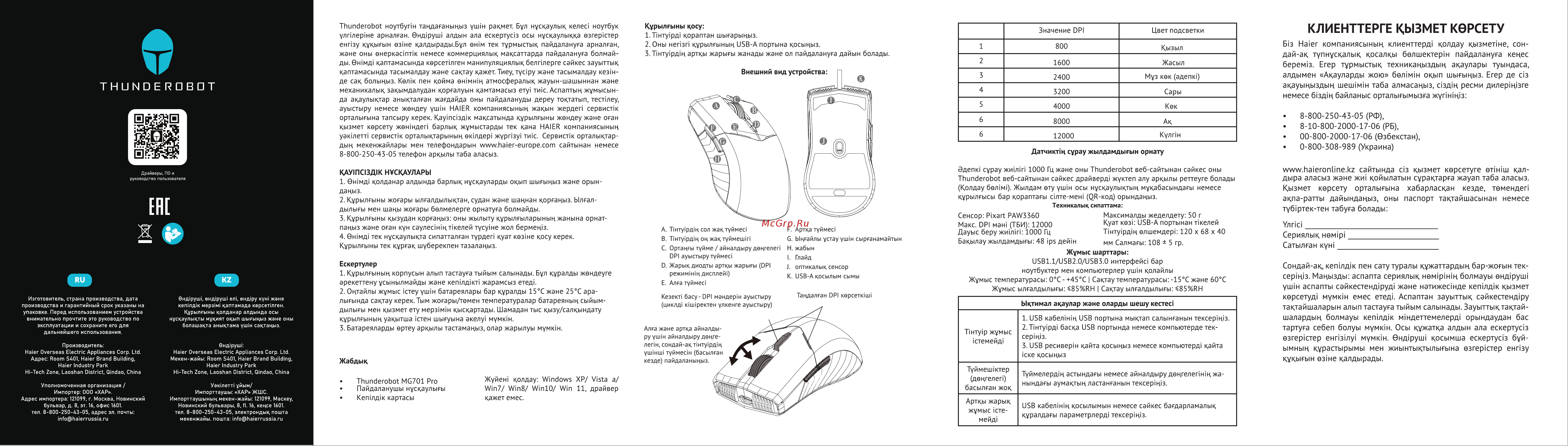 Thunderobot MG701 Pro Инструкция по эксплуатации онлайн [2/2] 873565