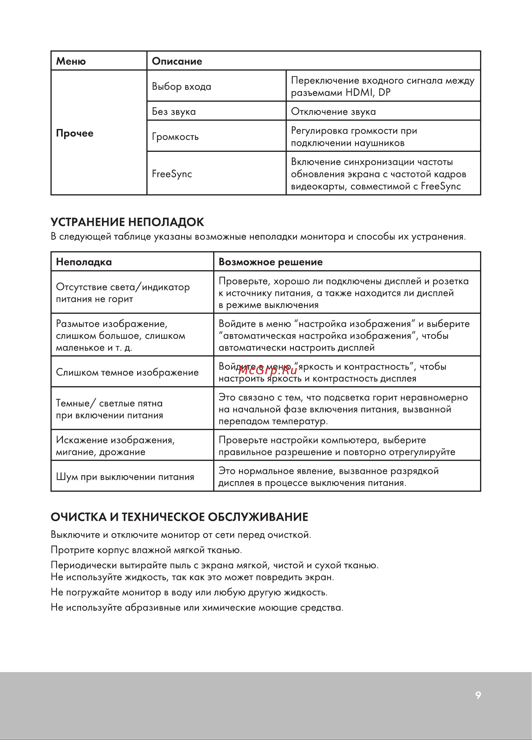 GMNG GM-24F02 Инструкция по эксплуатации онлайн [9/12] 873928