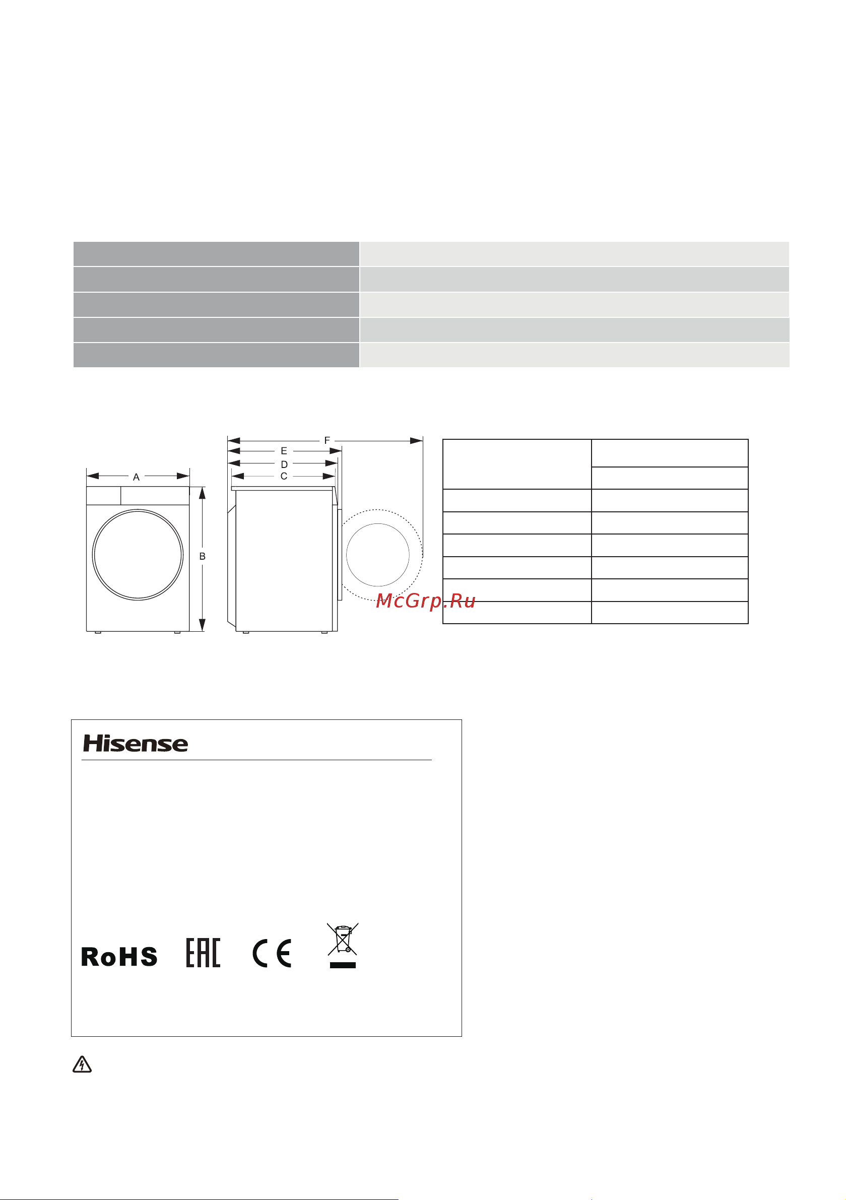 Hisense WF5S7041BW Руководство по эксплуатации онлайн [12/57] 874333