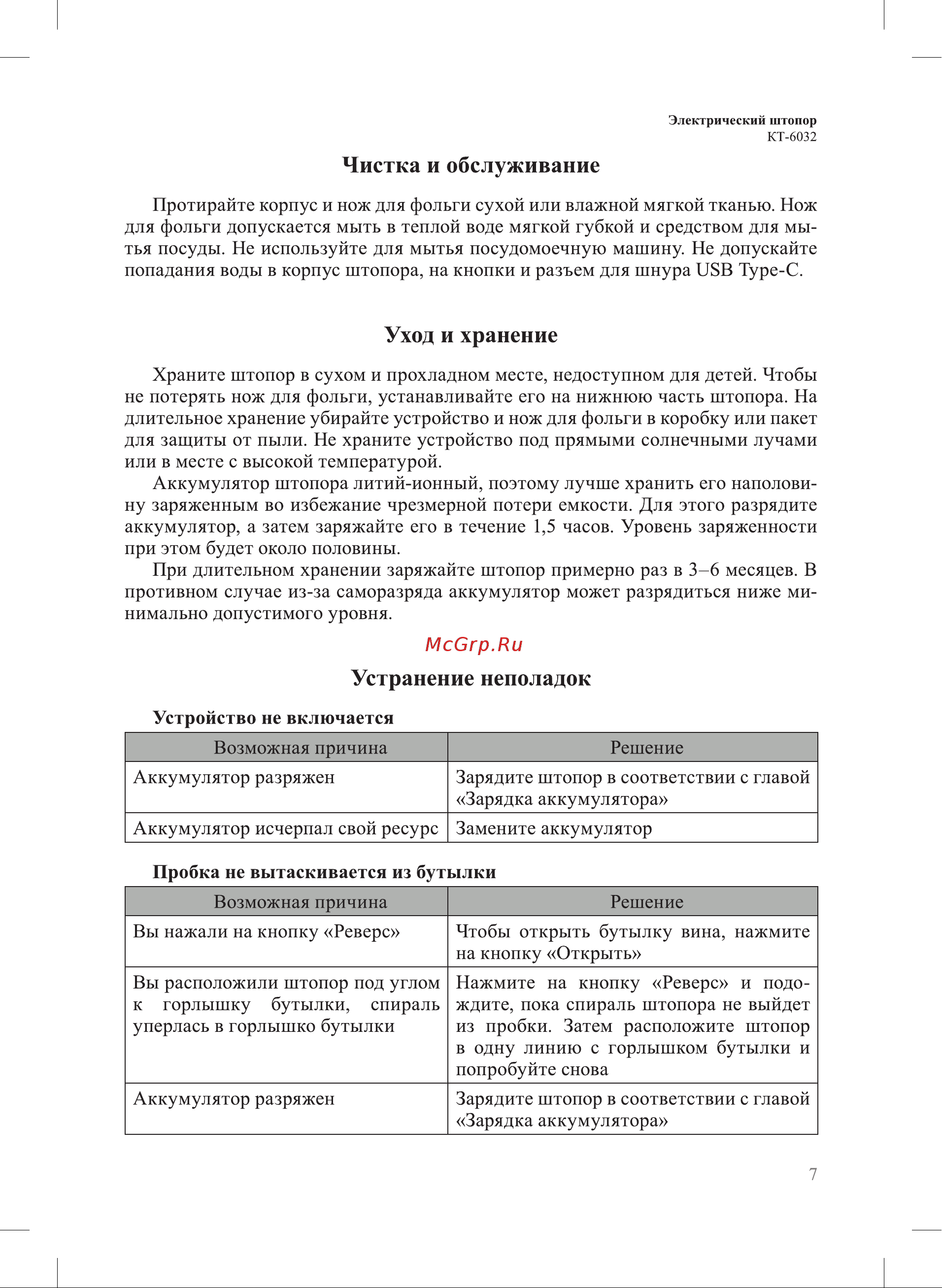 Kitfort КТ-6032-2 Руководство по эксплуатации онлайн [7/12] 874374